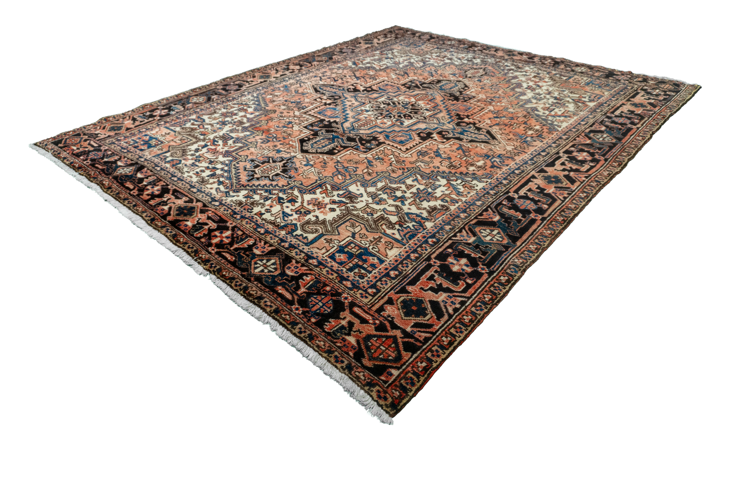 W 7.11 L 9.9 Heriz S. Antique 100% Wool Hand-Woven Medallion Design - 21888