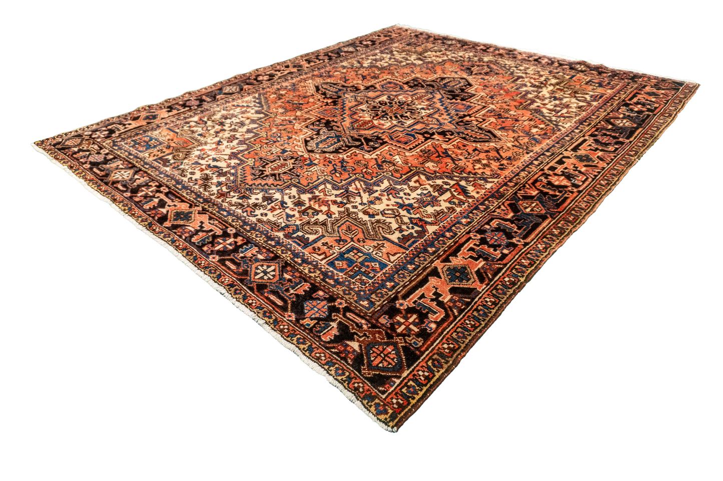W 7.11 L 9.9 Heriz S. Antique 100% Wool Hand-Woven Medallion Design - 21888