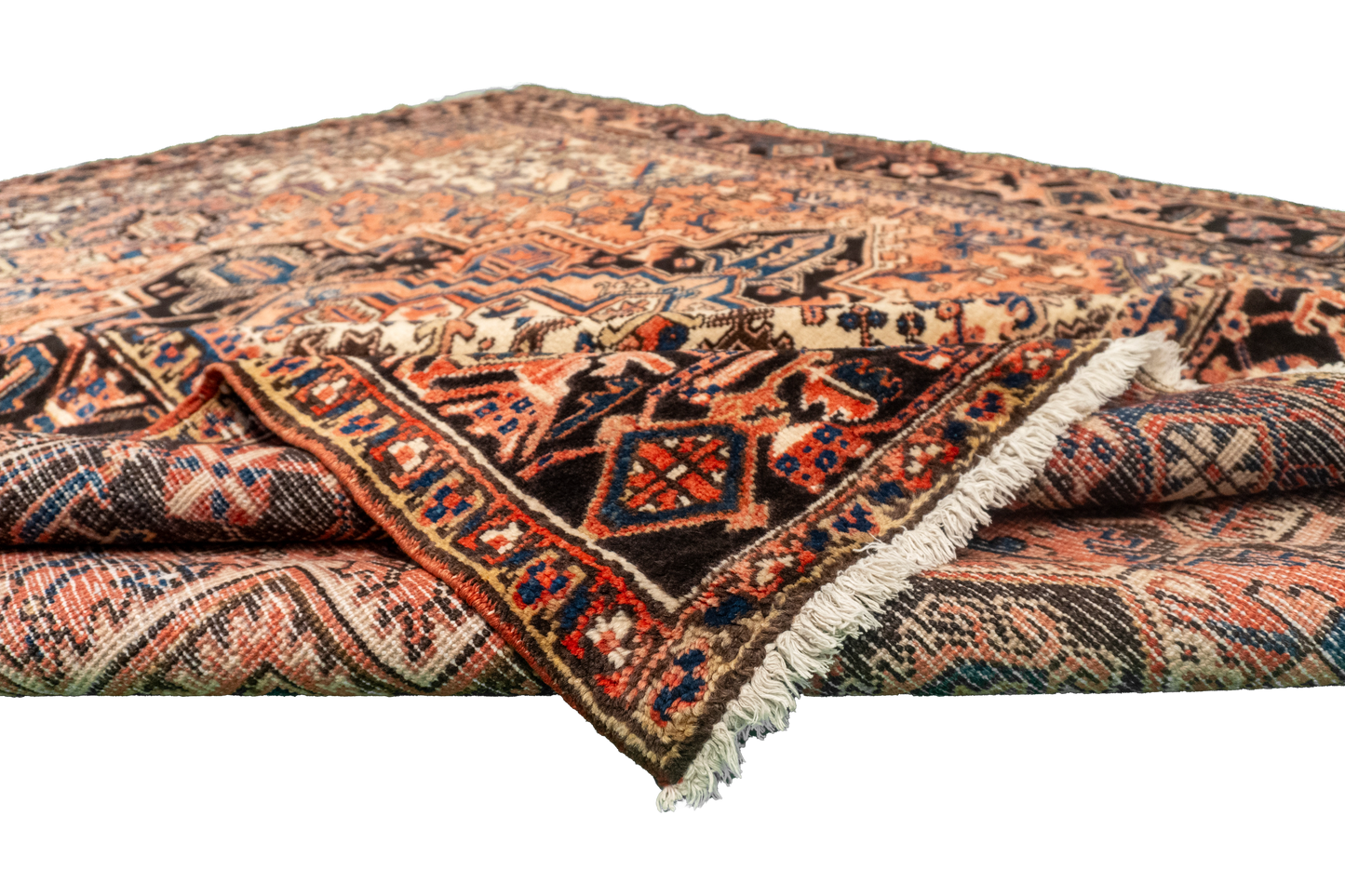 W 7.11 L 9.9 Heriz S. Antique 100% Wool Hand-Woven Medallion Design - 21888