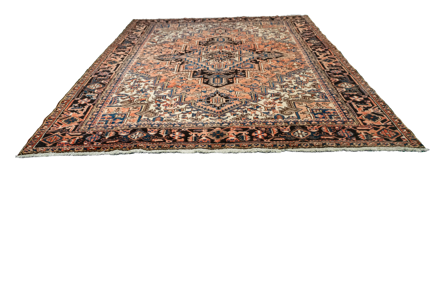 W 7.11 L 9.9 Heriz S. Antique 100% Wool Hand-Woven Medallion Design - 21888