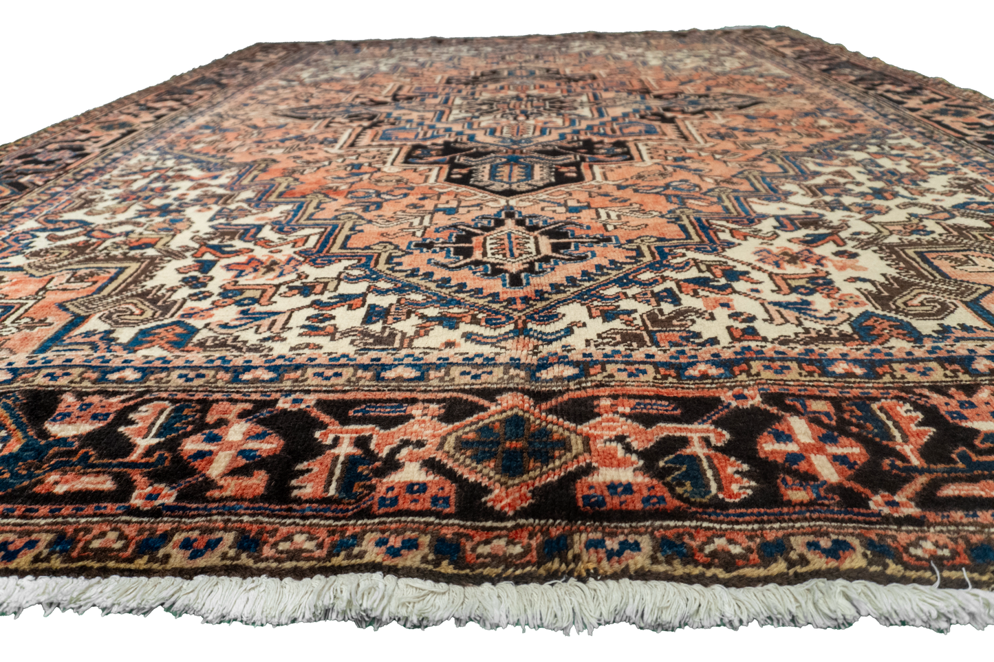 W 7.11 L 9.9 Heriz S. Antique 100% Wool Hand-Woven Medallion Design - 21888