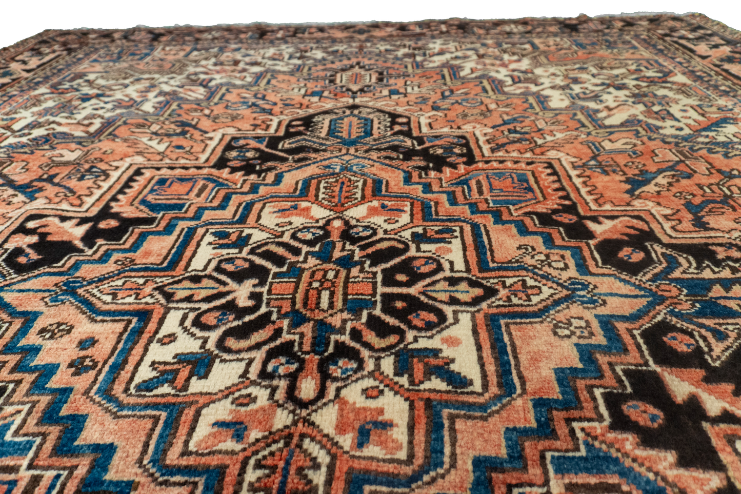 W 7.11 L 9.9 Heriz S. Antique 100% Wool Hand-Woven Medallion Design - 21888