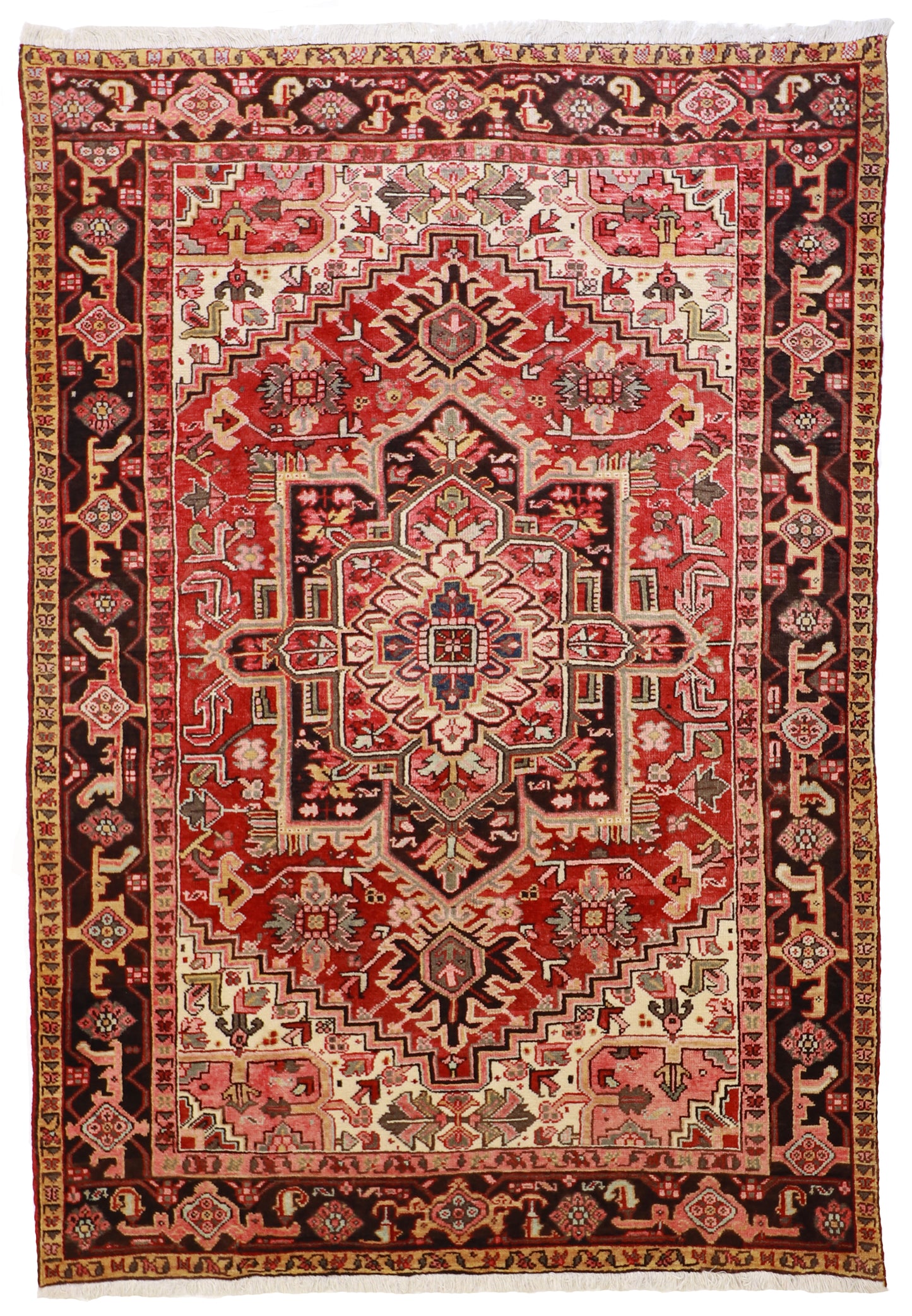 W 6.8 L 9.6 Heriz 100% Wool Handmade Geometric Design - 21892
