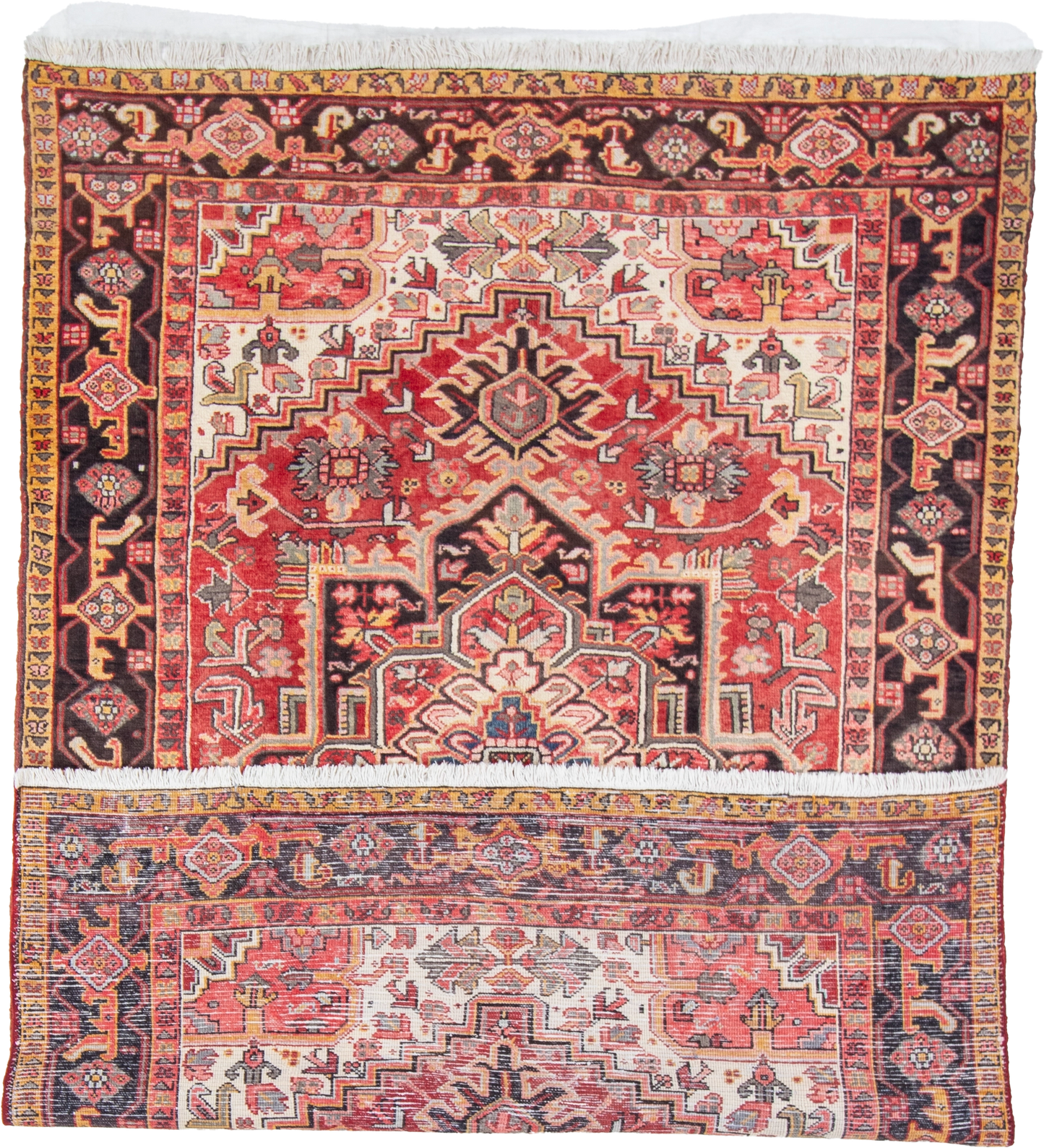 W 6.8 L 9.6 Heriz 100% Wool Hand-Woven Geometric Design - 21892