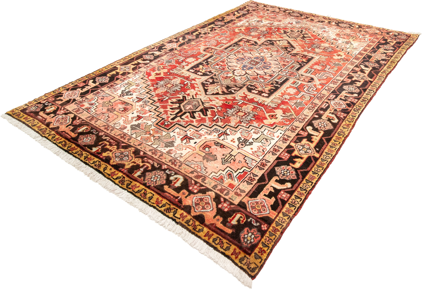 W 6.8 L 9.6 Heriz 100% Wool Hand-Woven Geometric Design - 21892