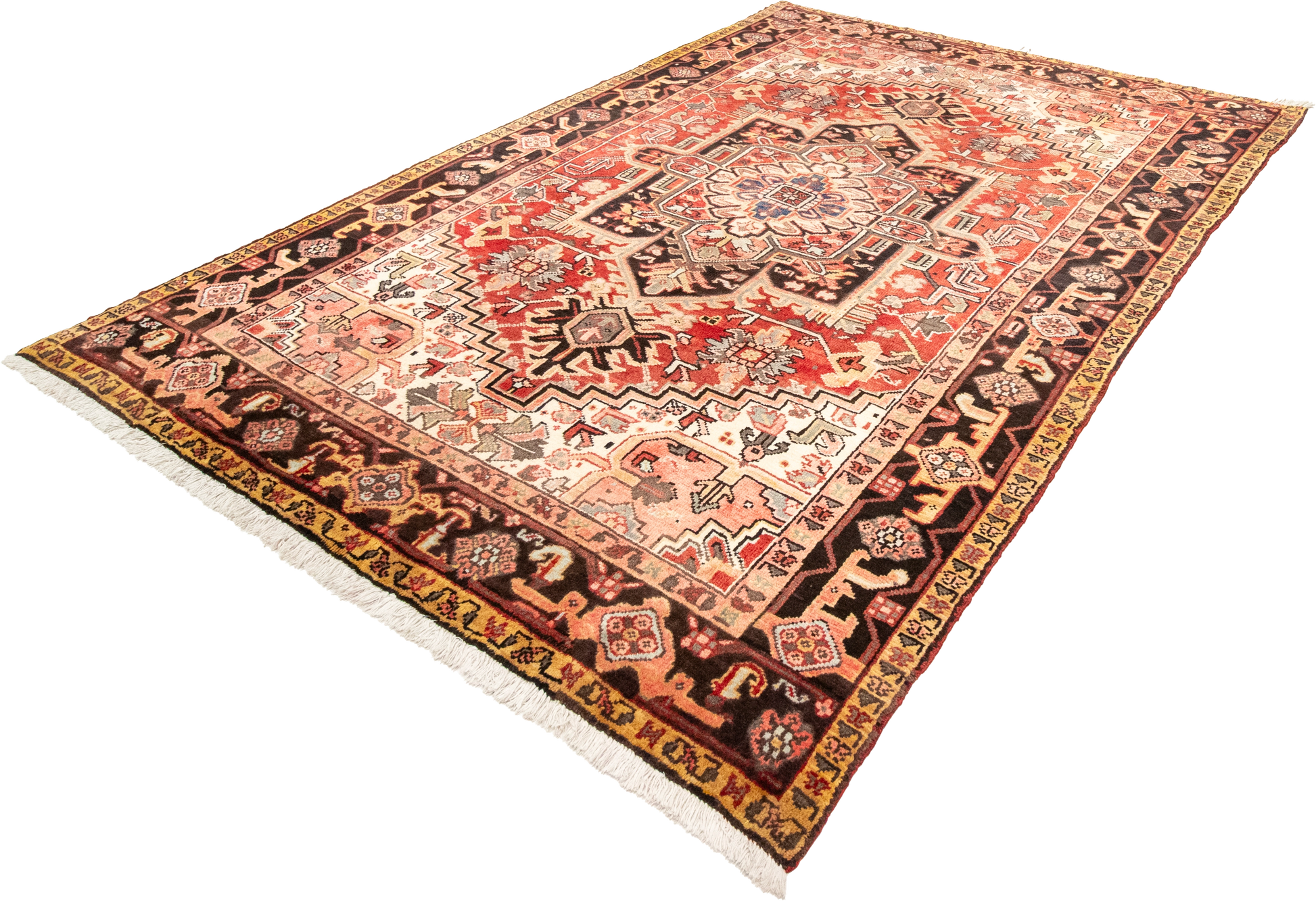 W 6.8 L 9.6 Heriz 100% Wool Hand-Woven Geometric Design - 21892