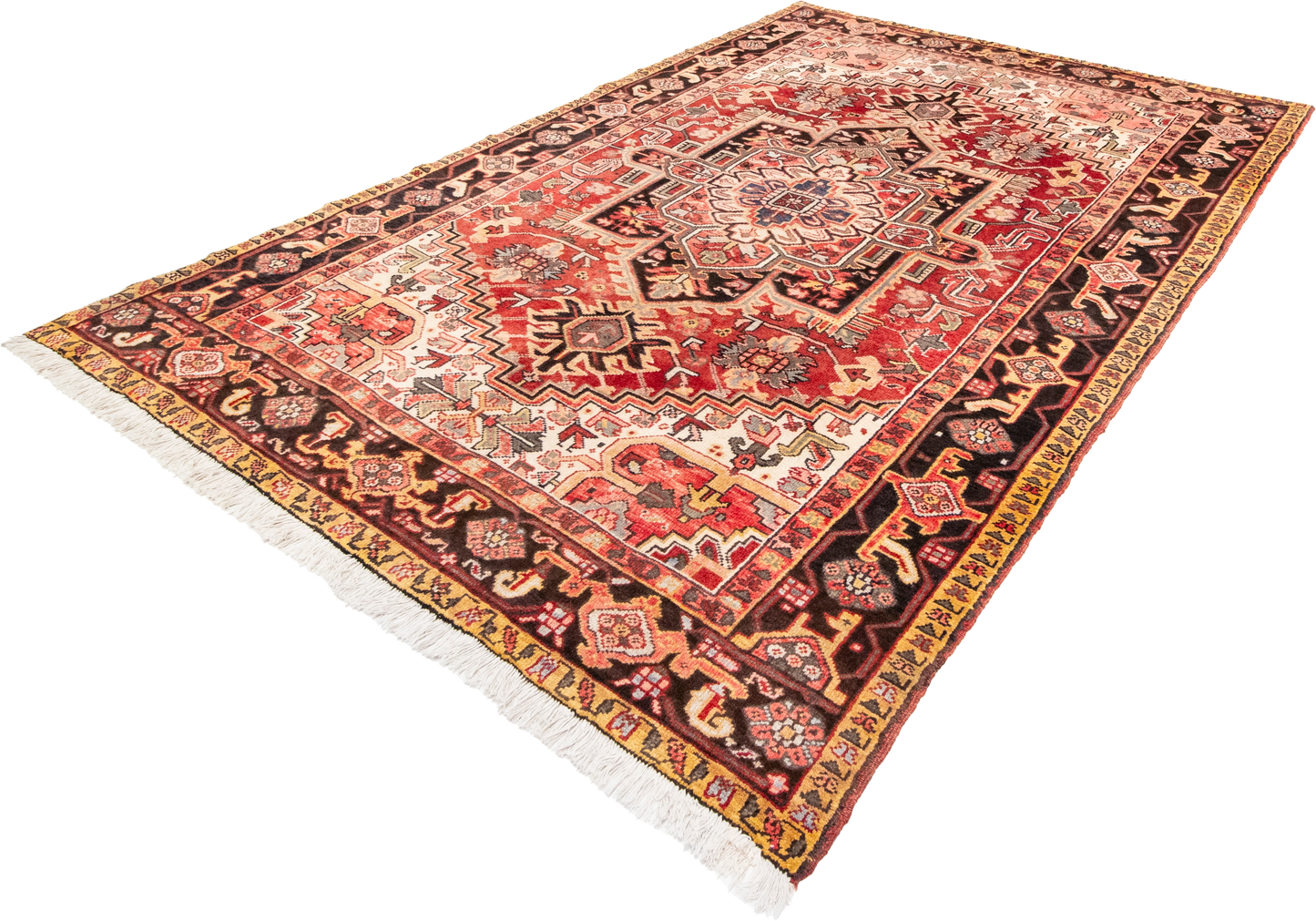 W 6.8 L 9.6 Heriz 100% Wool Hand-Woven Geometric Design - 21892