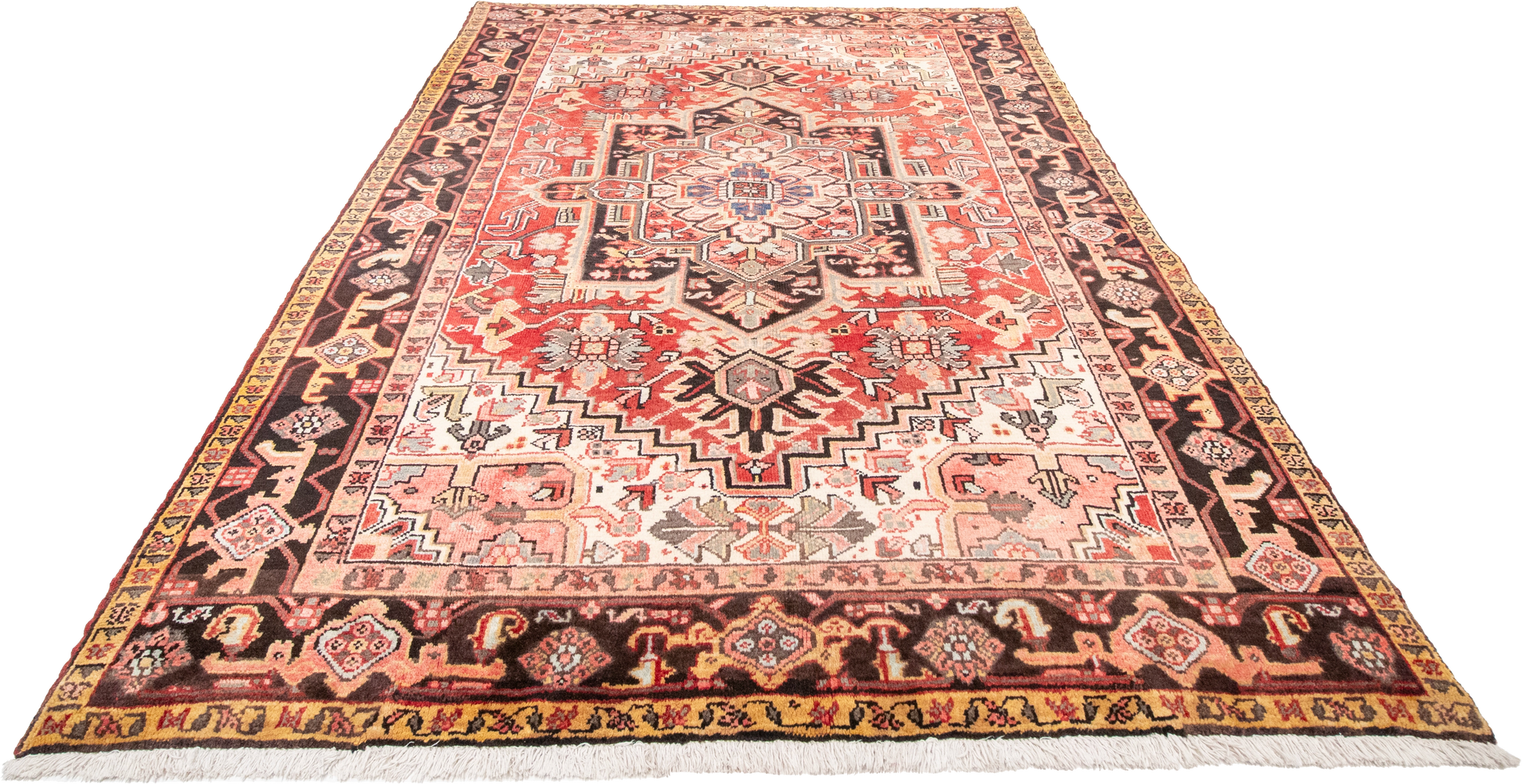 W 6.8 L 9.6 Heriz 100% Wool Hand-Woven Geometric Design - 21892