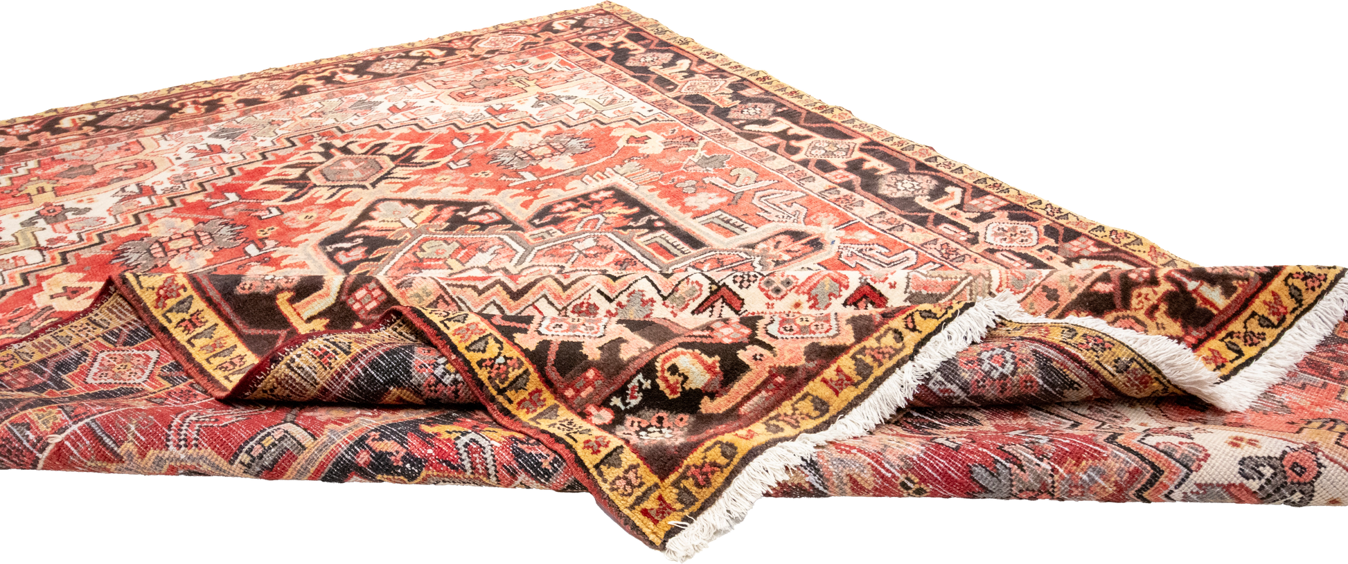 W 6.8 L 9.6 Heriz 100% Wool Hand-Woven Geometric Design - 21892