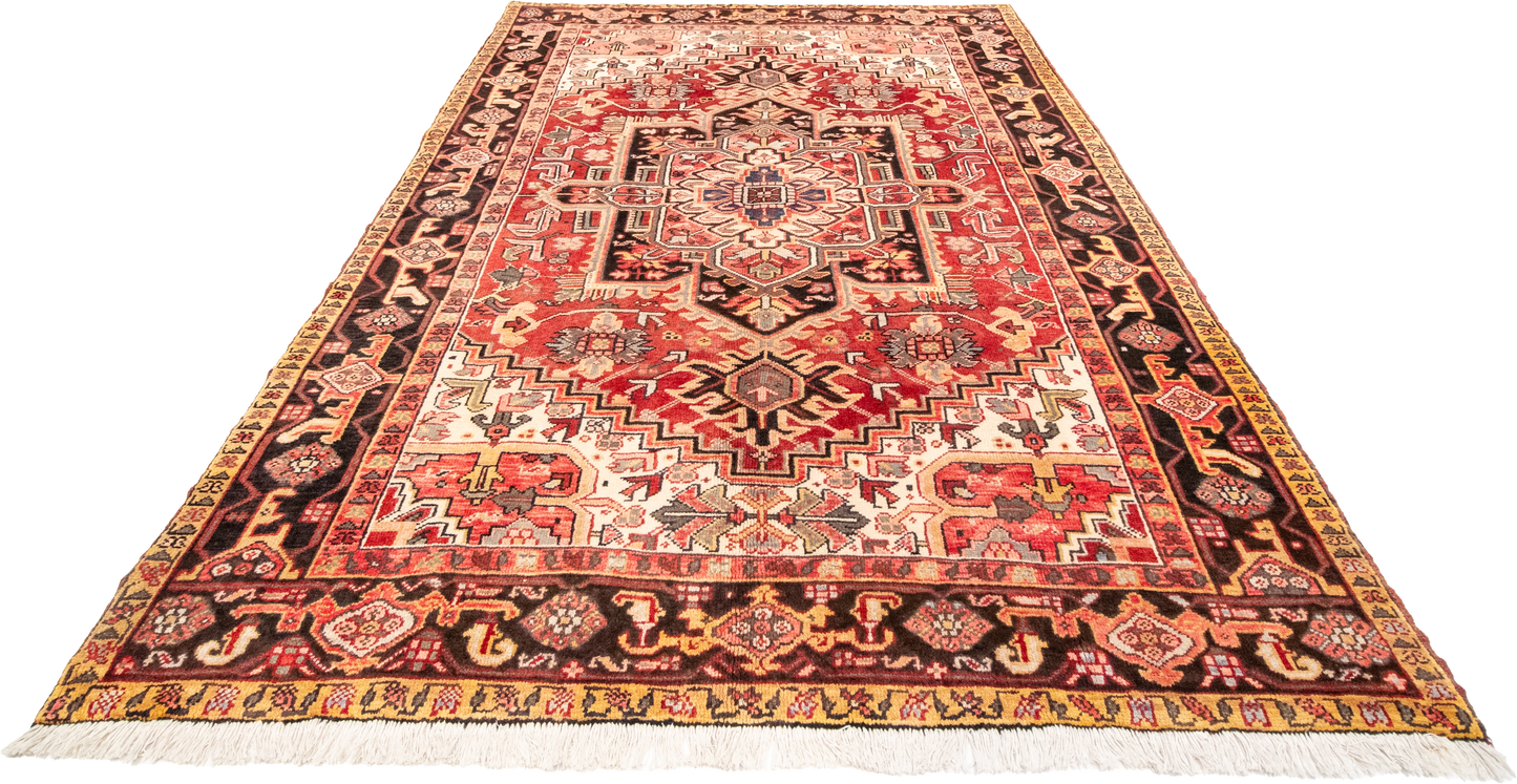 W 6.8 L 9.6 Heriz 100% Wool Hand-Woven Geometric Design - 21892