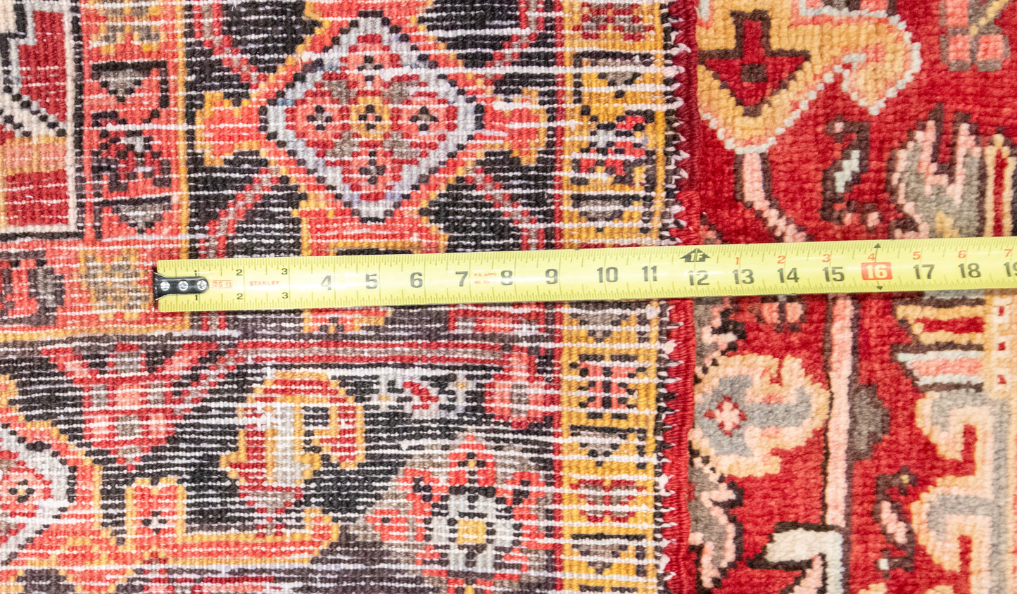 W 6.8 L 9.6 Heriz 100% Wool Hand-Woven Geometric Design - 21892
