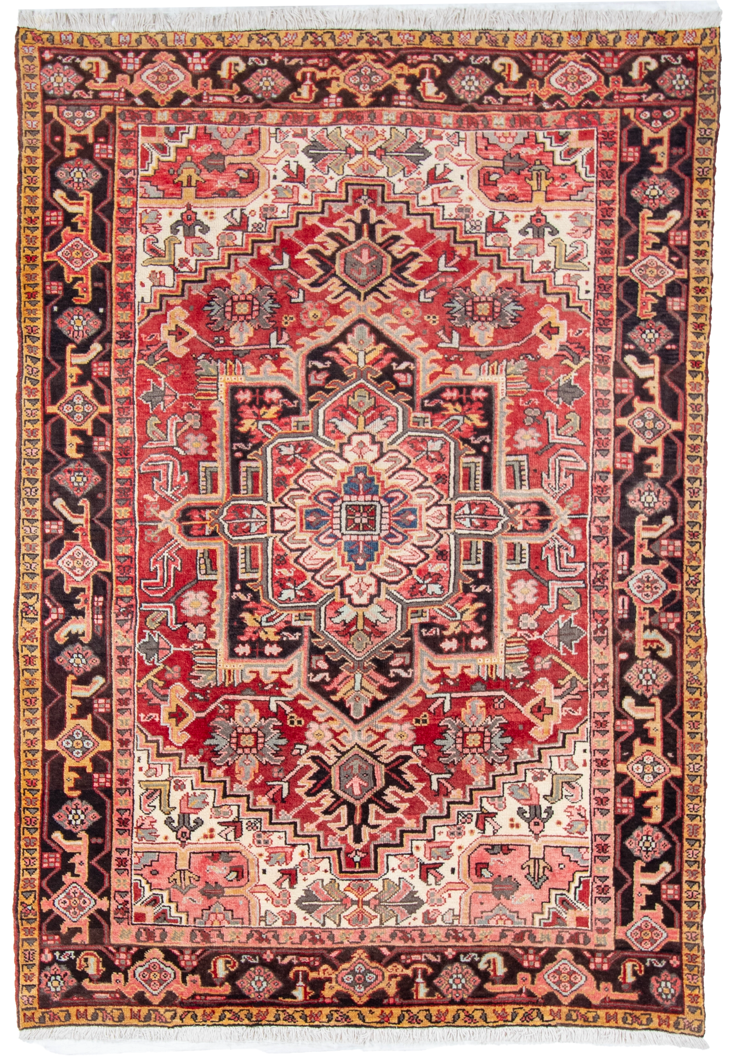 W 6.8 L 9.6 Heriz 100% Wool Hand-Woven Geometric Design - 21892