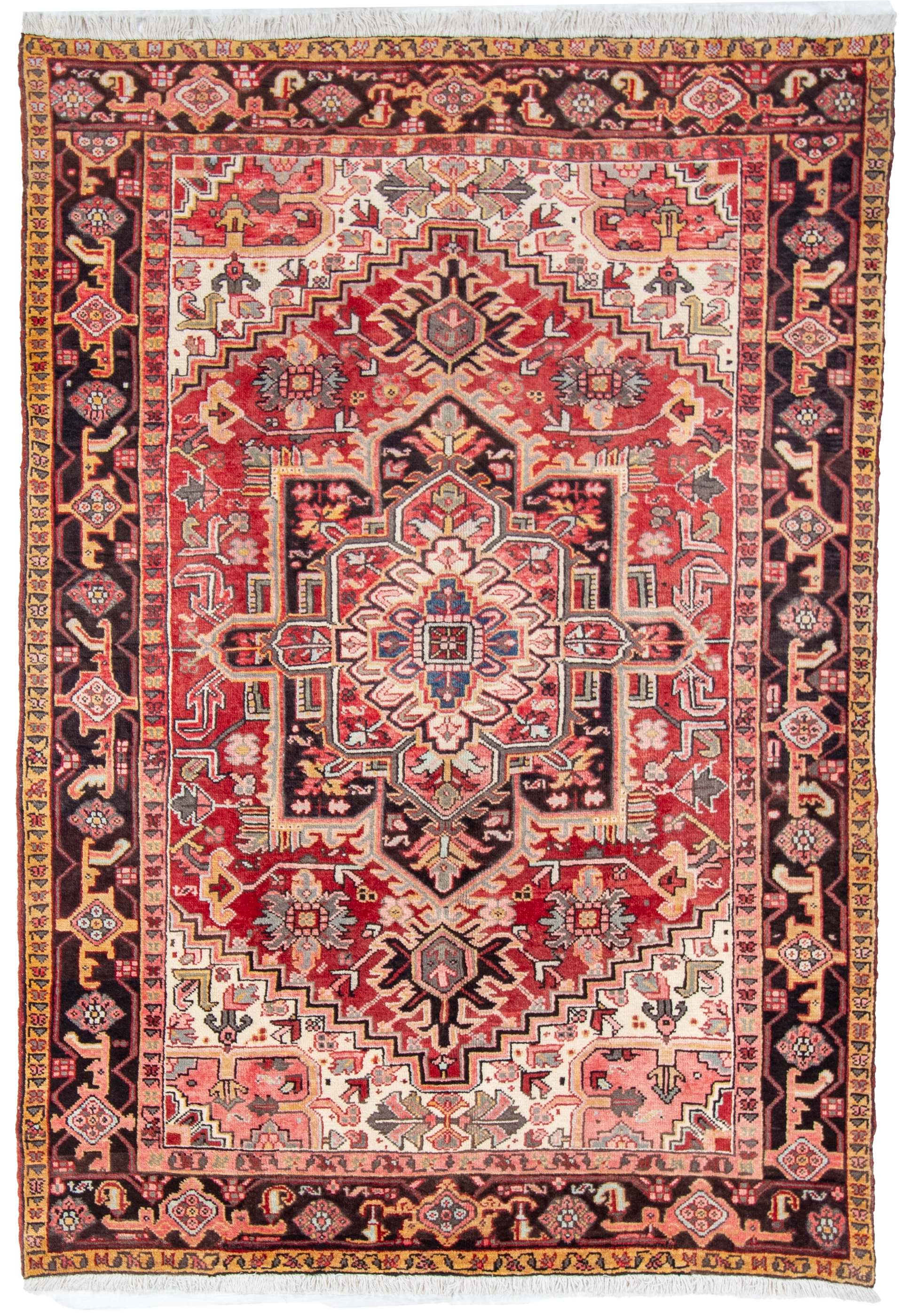 W 6.8 L 9.6 Heriz 100% Wool Hand-Woven Geometric Design - 21892
