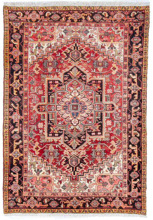 W 6.8 L 9.6 Heriz 100% Wool Hand-Woven Geometric Design - 21892