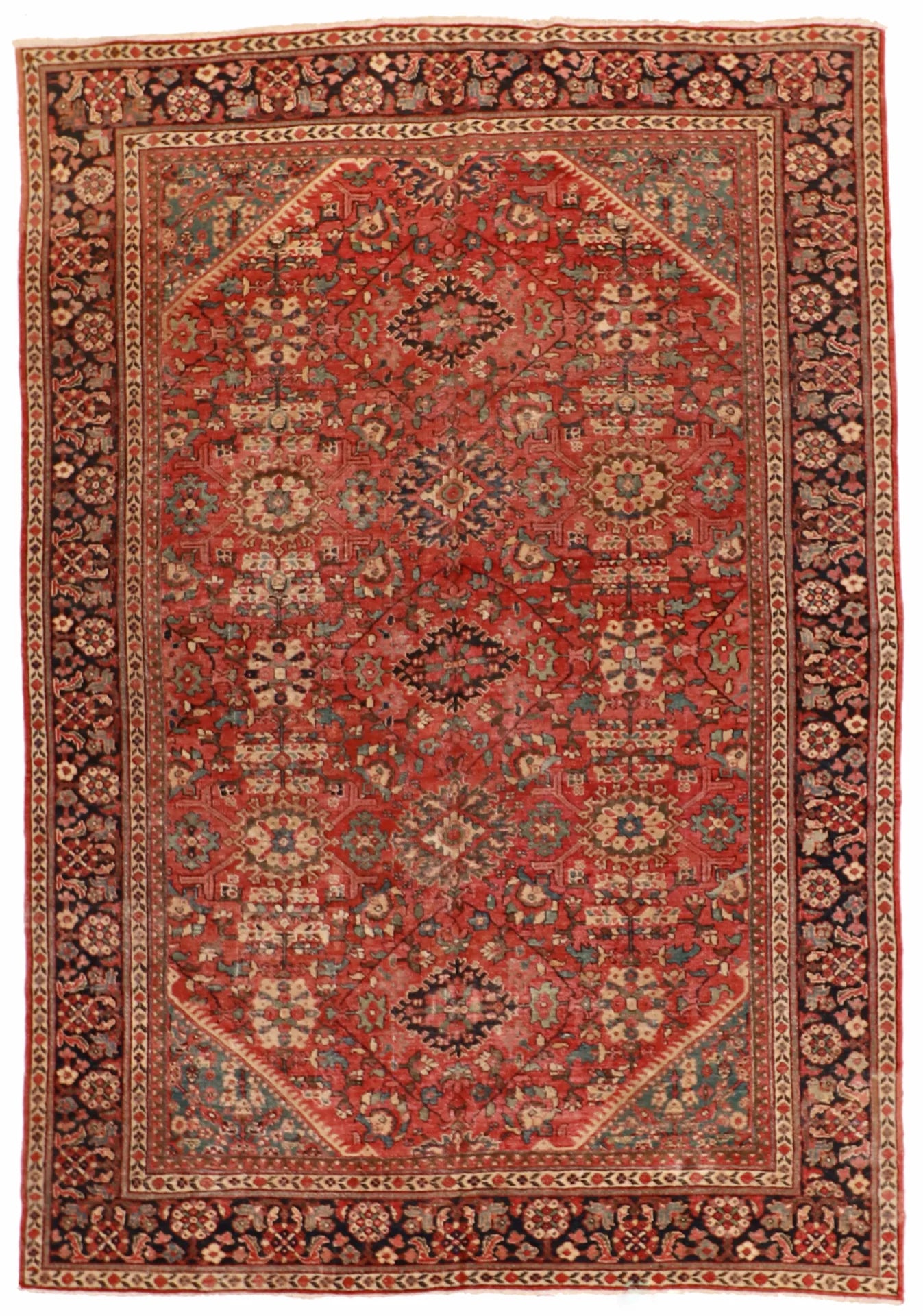 W 7.9 - L 11 - Frahan Fine All Over Rectangle - Finest Hand-Knotted Quality Wool - 22000