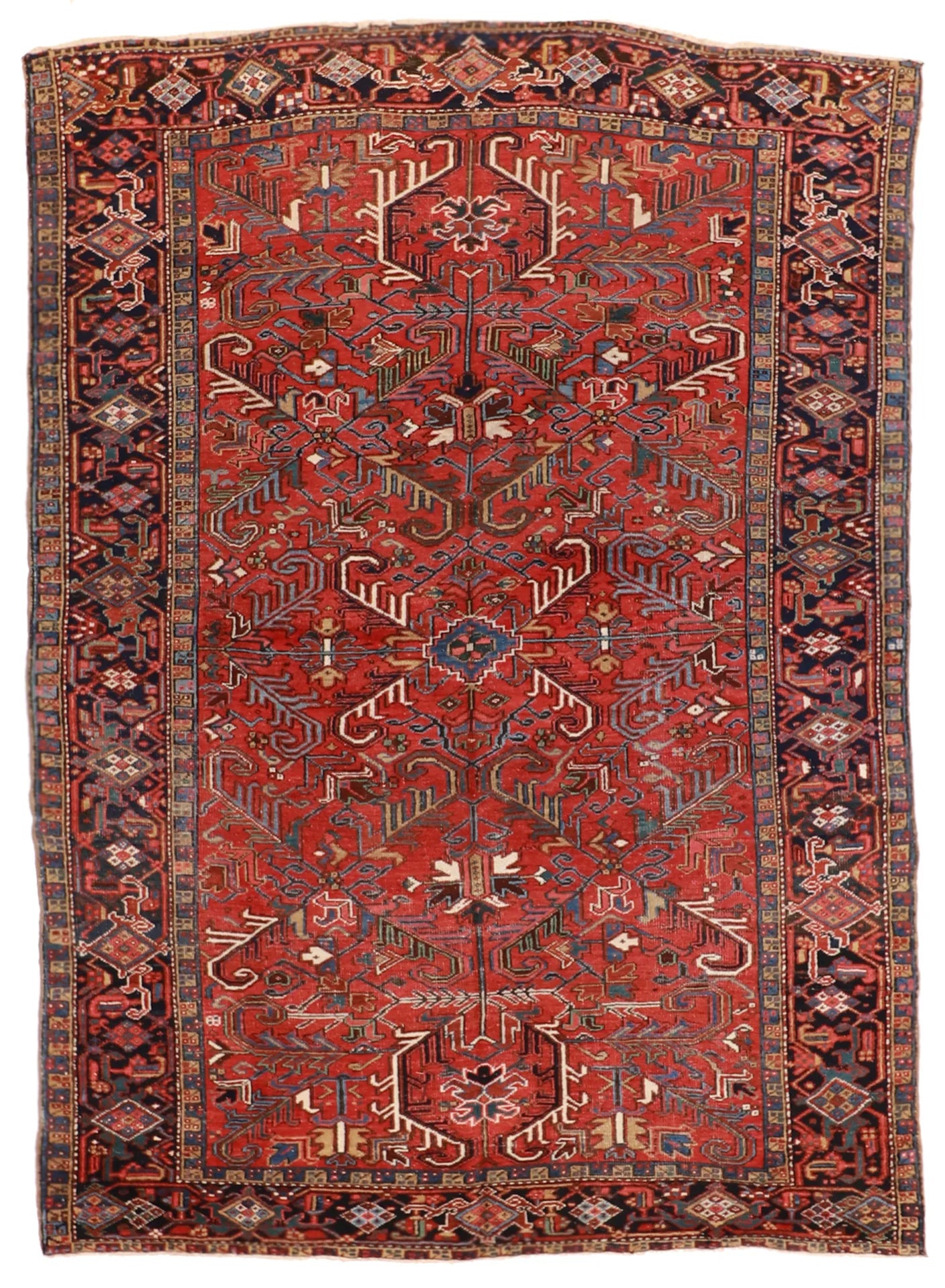 W 7.6 - L 10.5 - Serapie Fine Geometric Rectangle - Finest Hand-Knotted Quality Wool - 22415