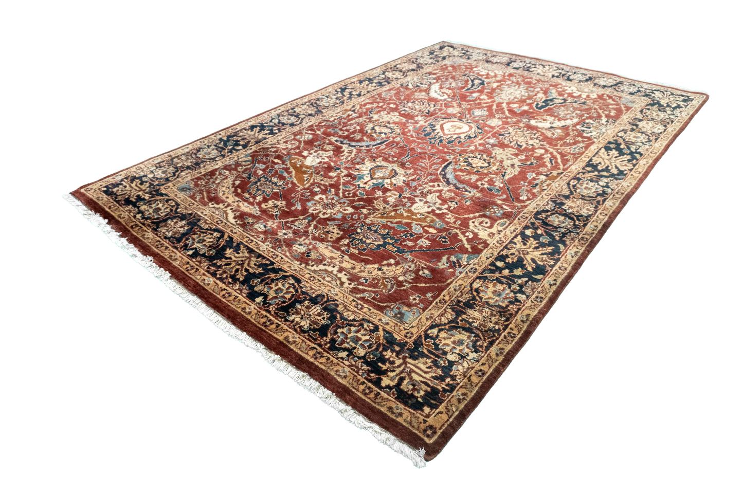 W 6.1 L 9.5 Farahan 100% Wool Hand-Woven All-Over Design - 22433