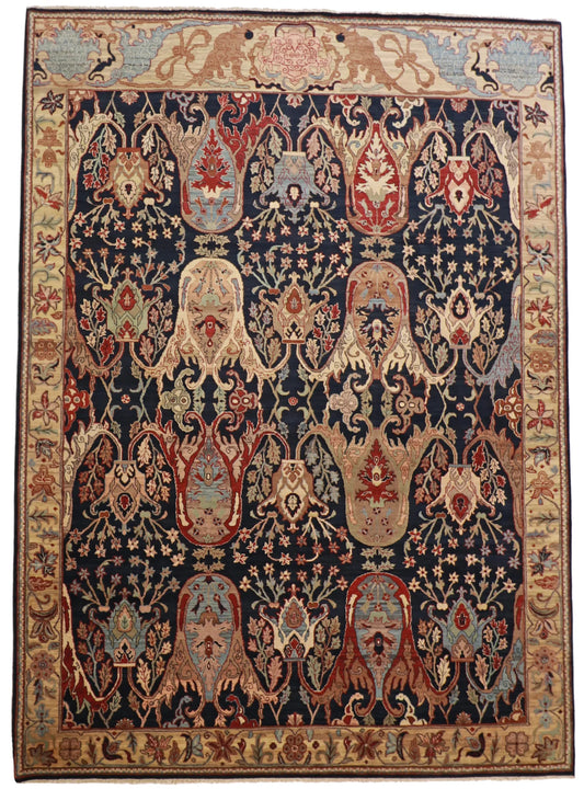 9 x12 - Yazd Fine All Over Rectangle - Hand Knotted Rug — 22464