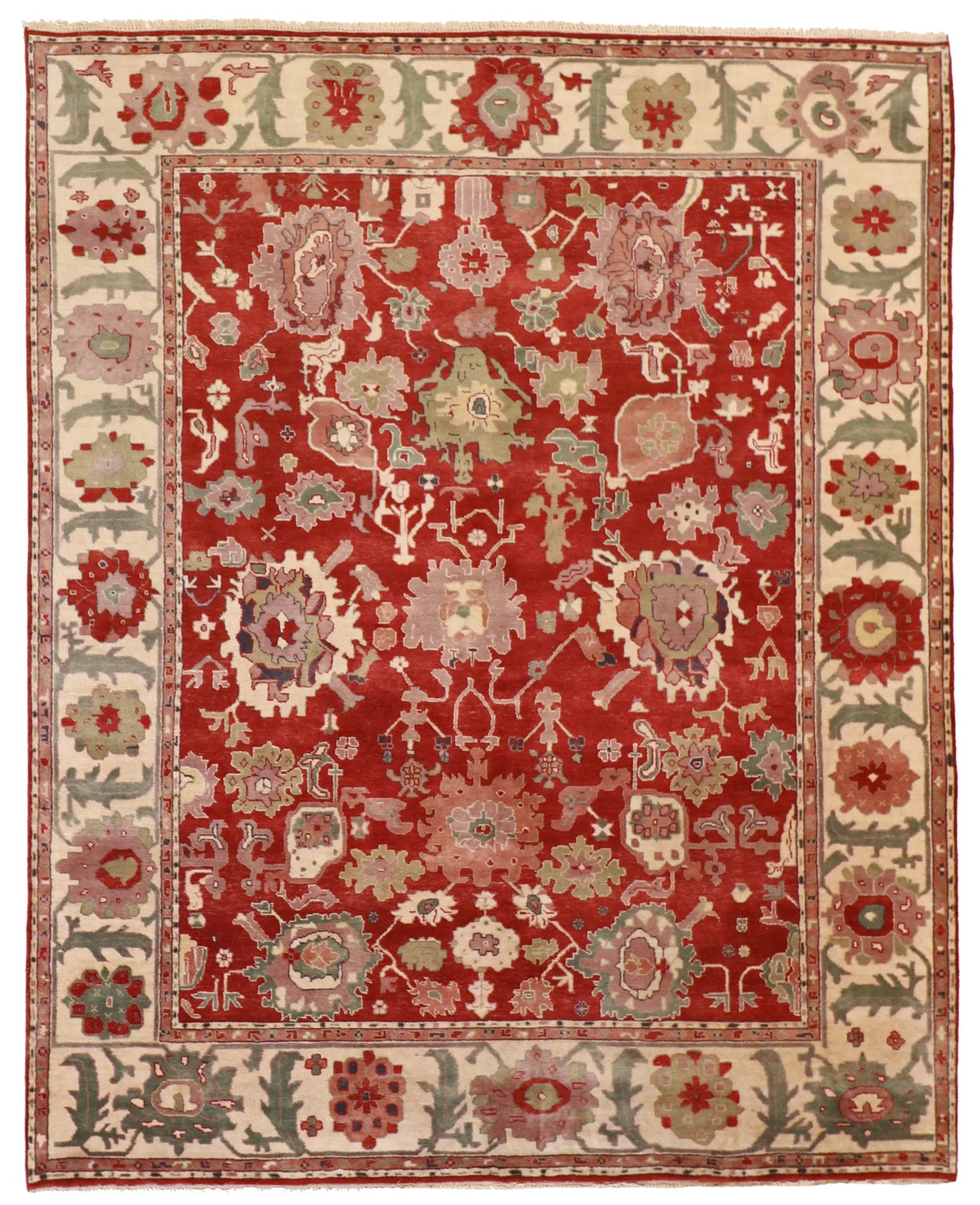 W 8 L 9.9 Mahal 100% Wool Hand-Woven All-Over Design - 22478