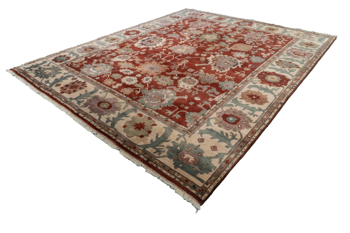 W 8 L 9.9 Mahal 100% Wool Hand-Woven All-Over Design - 22478