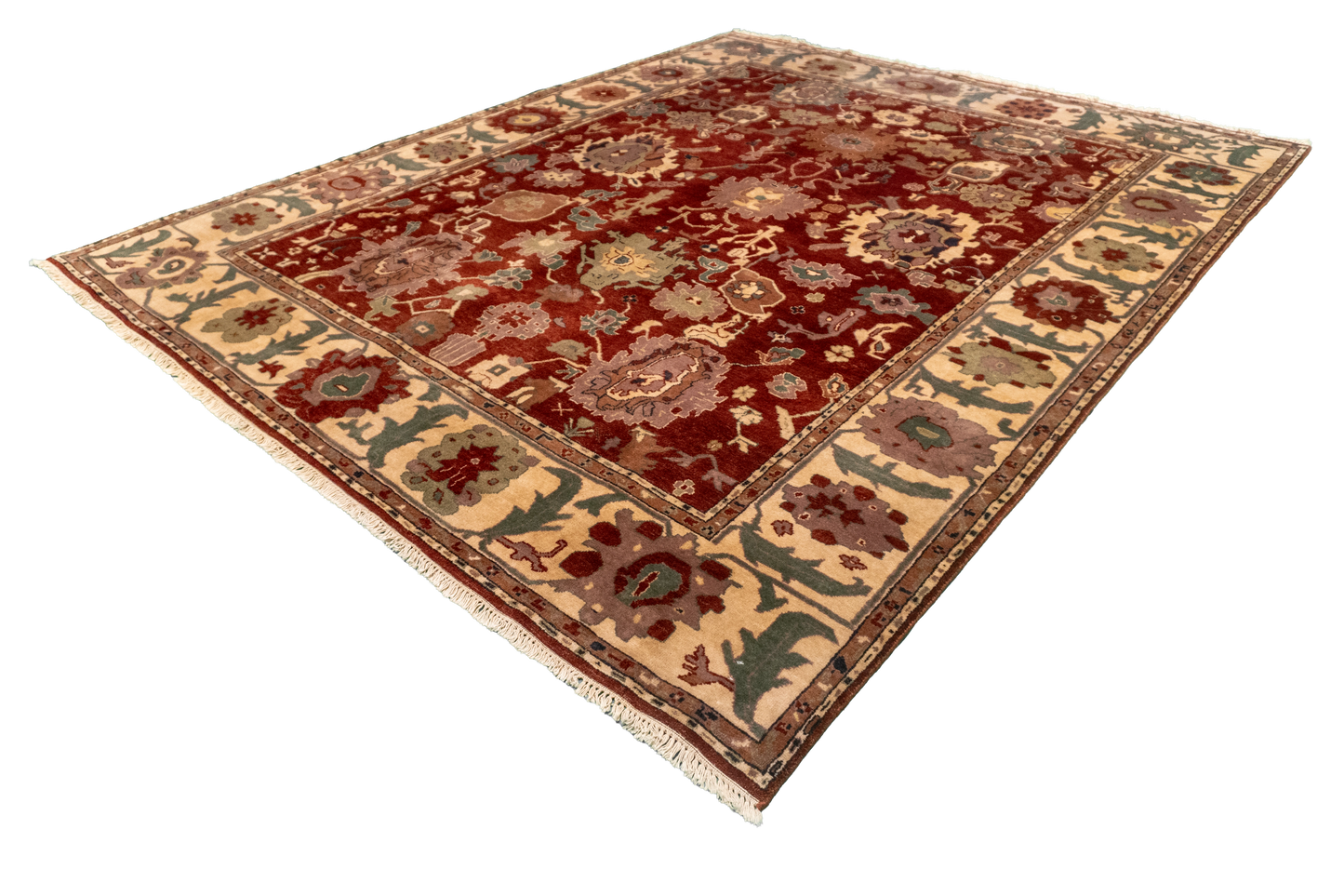 W 8 L 9.9 Mahal 100% Wool Hand-Woven All-Over Design - 22478