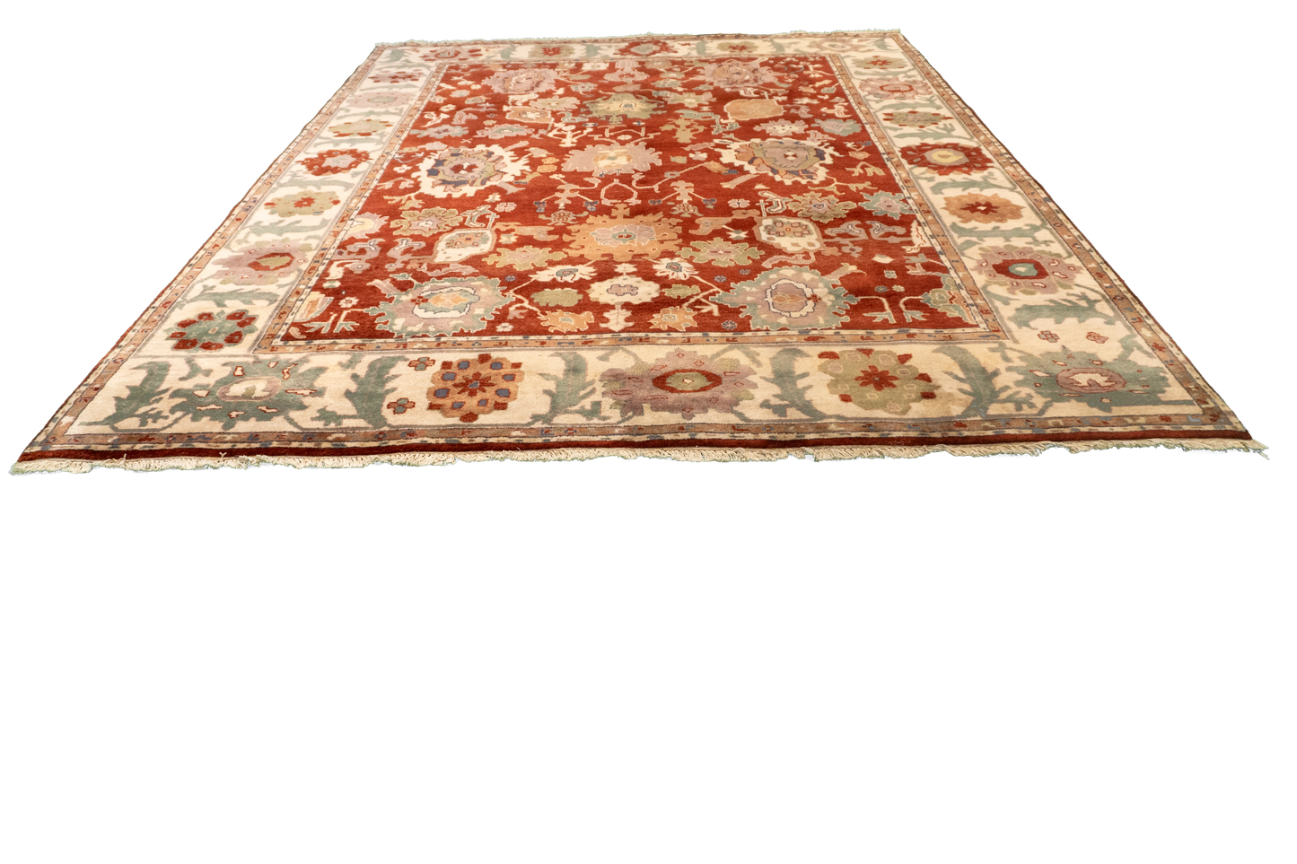 W 8 L 9.9 Mahal 100% Wool Hand-Woven All-Over Design - 22478