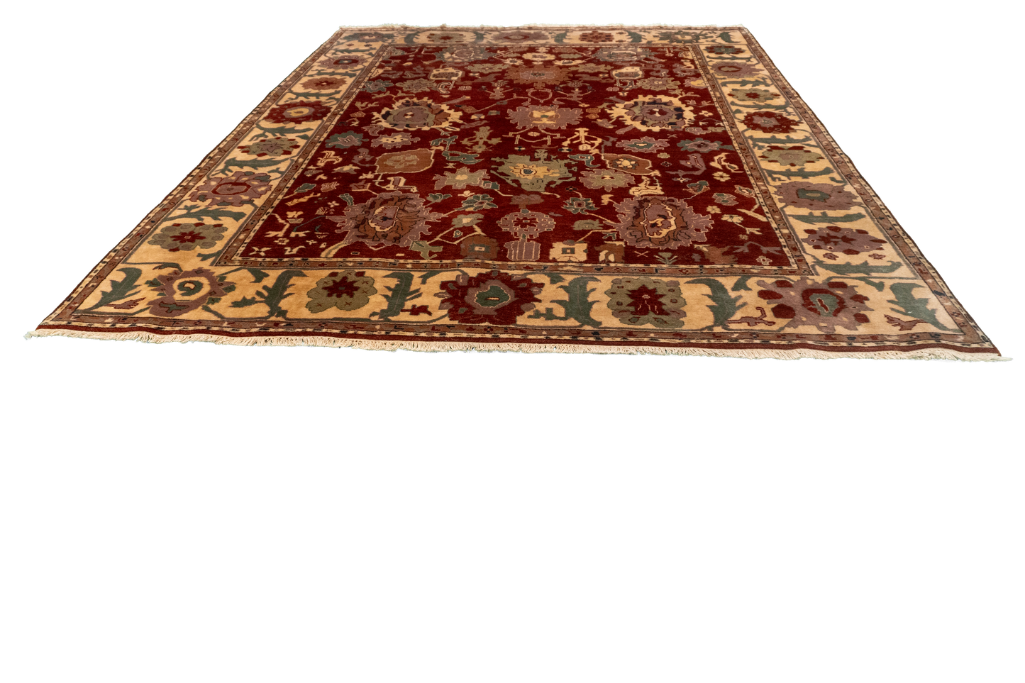W 8 L 9.9 Mahal 100% Wool Hand-Woven All-Over Design - 22478