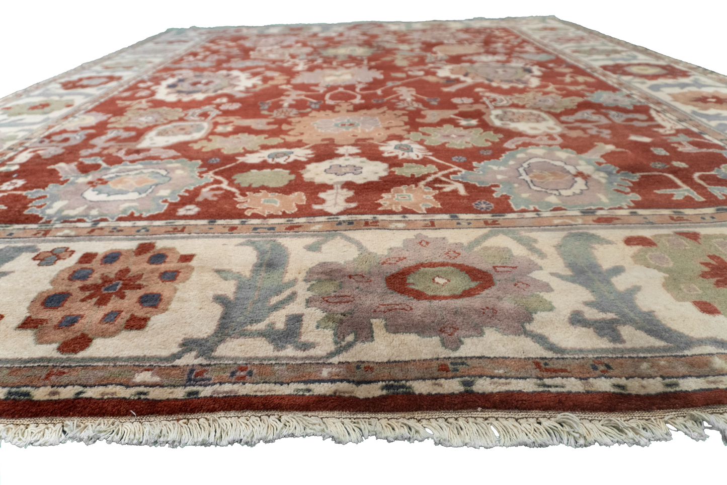 W 8 L 9.9 Mahal 100% Wool Hand-Woven All-Over Design - 22478
