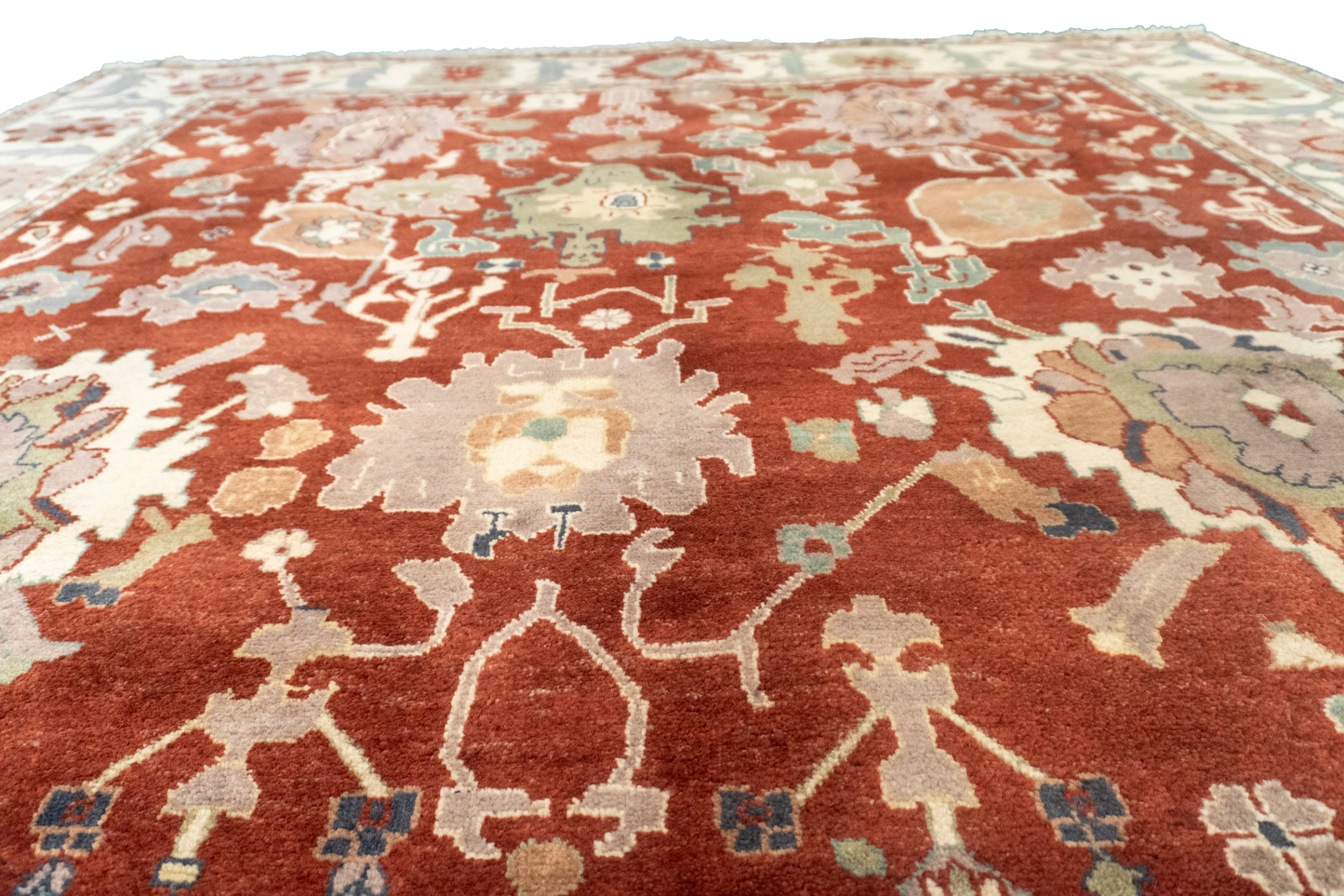 W 8 L 9.9 Mahal 100% Wool Hand-Woven All-Over Design - 22478