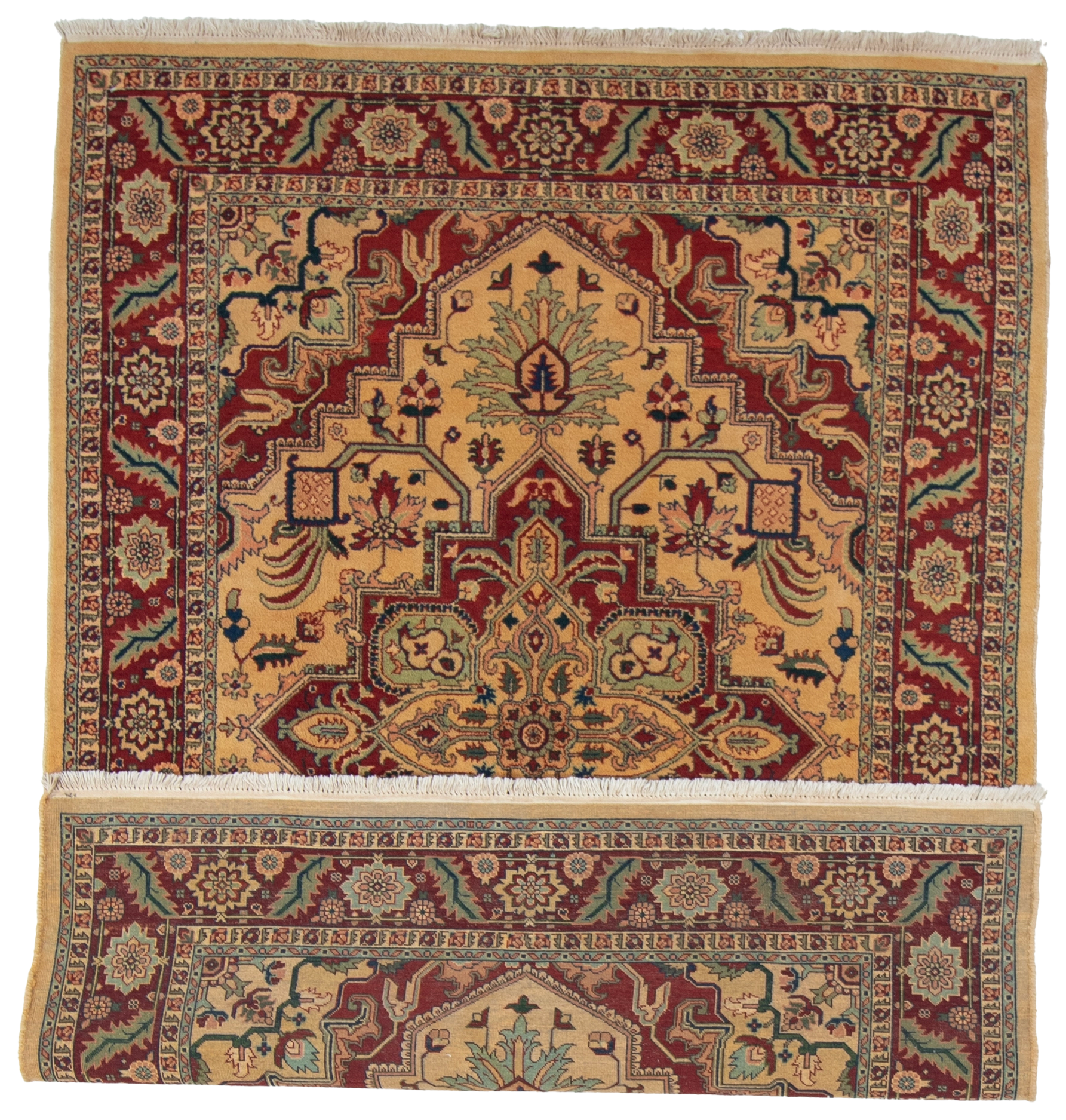 W 5.7 L 7.7 Heriz 100% Wool Hand-Woven Geometric Medalion Design - 22509