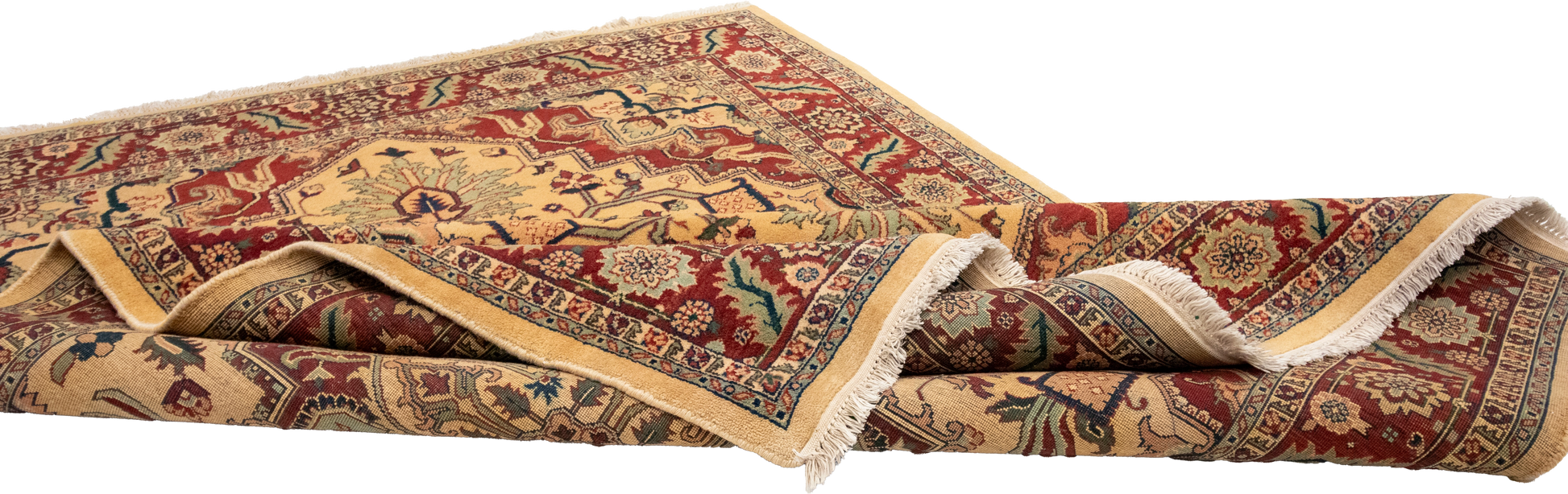 W 5.7 L 7.7 Heriz 100% Wool Hand-Woven Geometric Medalion Design - 22509