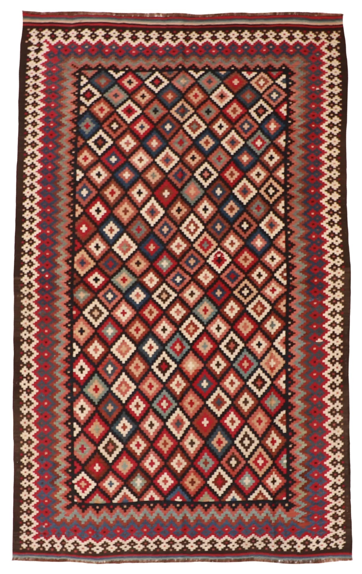 6 x 9.3 - Kilim Fine All Over Rectangle - Finest Hand-Made Quality Wool — 22665