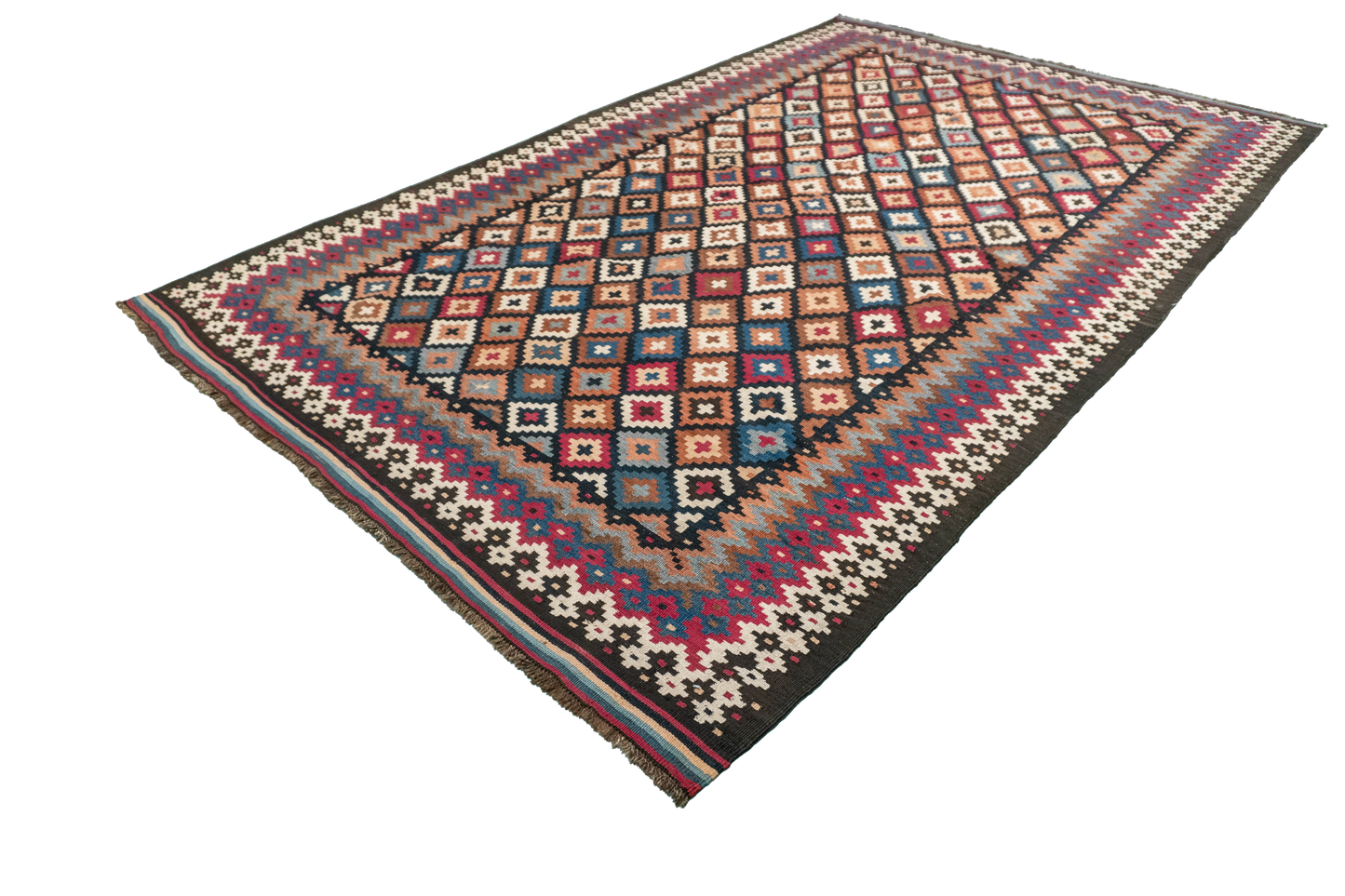 W 6 L 9.3 Kilim 100% Wool Hand-Woven All-Over Design - 22665