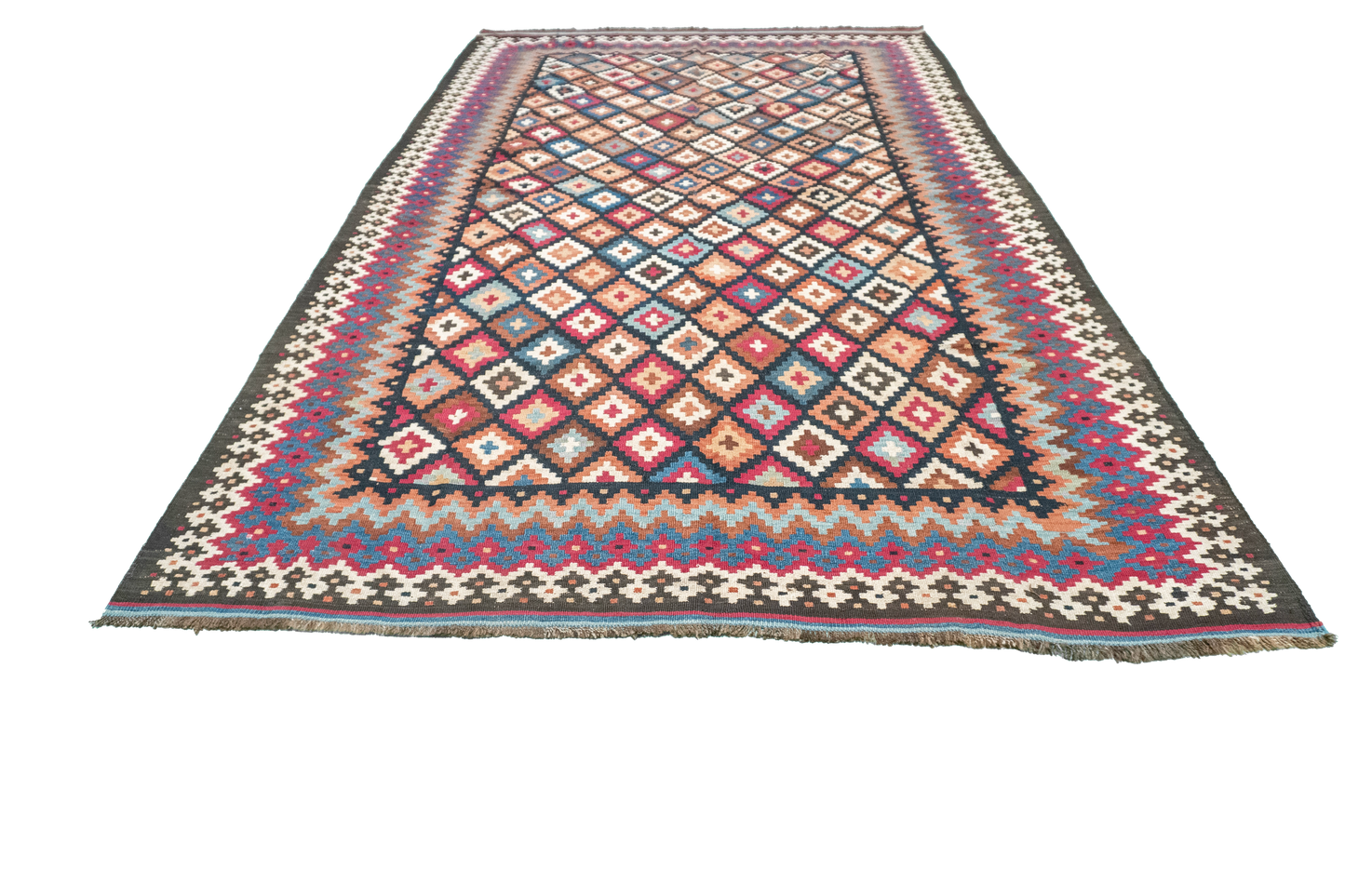 W 6 L 9.3 Kilim 100% Wool Hand-Woven All-Over Design - 22665