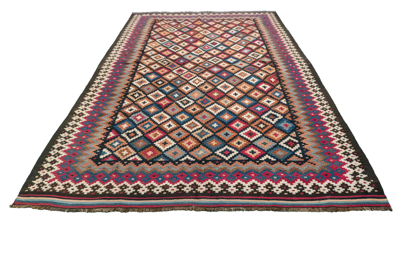W 6 L 9.3 Kilim 100% Wool Hand-Woven All-Over Design - 22665