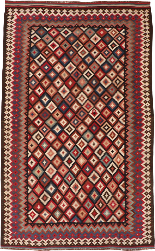 W 6 L 9.3 Kilim 100% Wool Hand-Woven All-Over Design - 22665