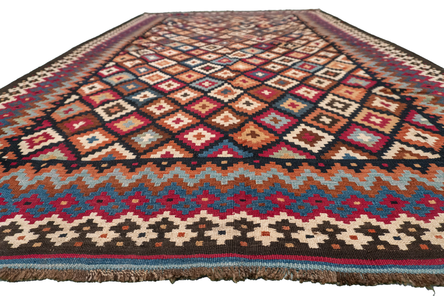 W 6 L 9.3 Kilim 100% Wool Hand-Woven All-Over Design - 22665