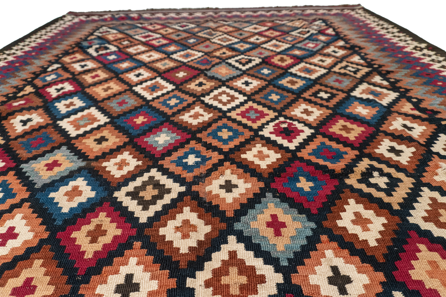 W 6 L 9.3 Kilim 100% Wool Hand-Woven All-Over Design - 22665