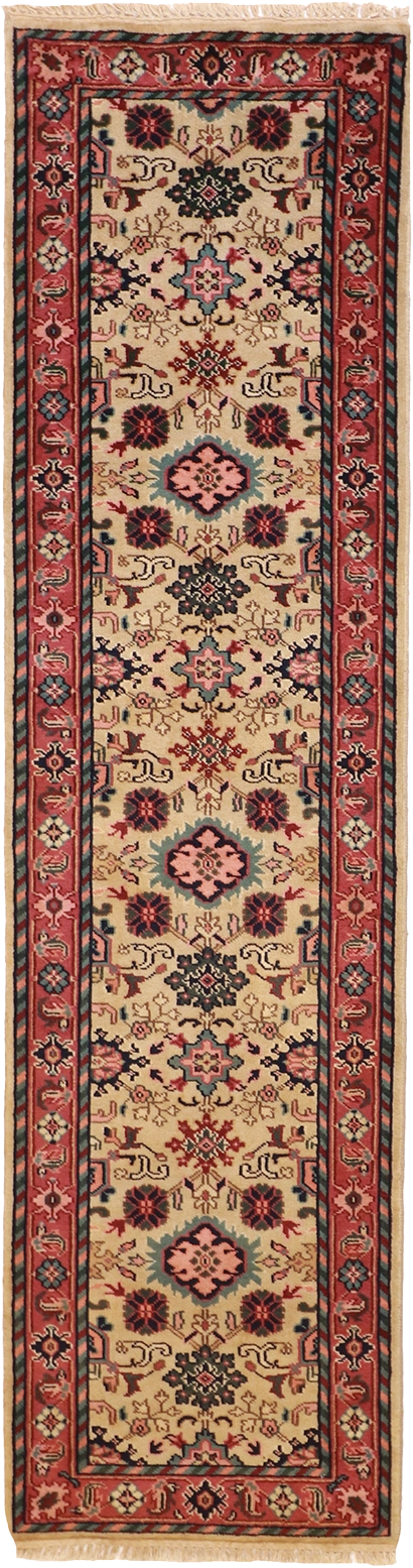W 2.7 L 9.8 Mahal Runner 100% Wool Hand-Woven All-Over Design - 22690