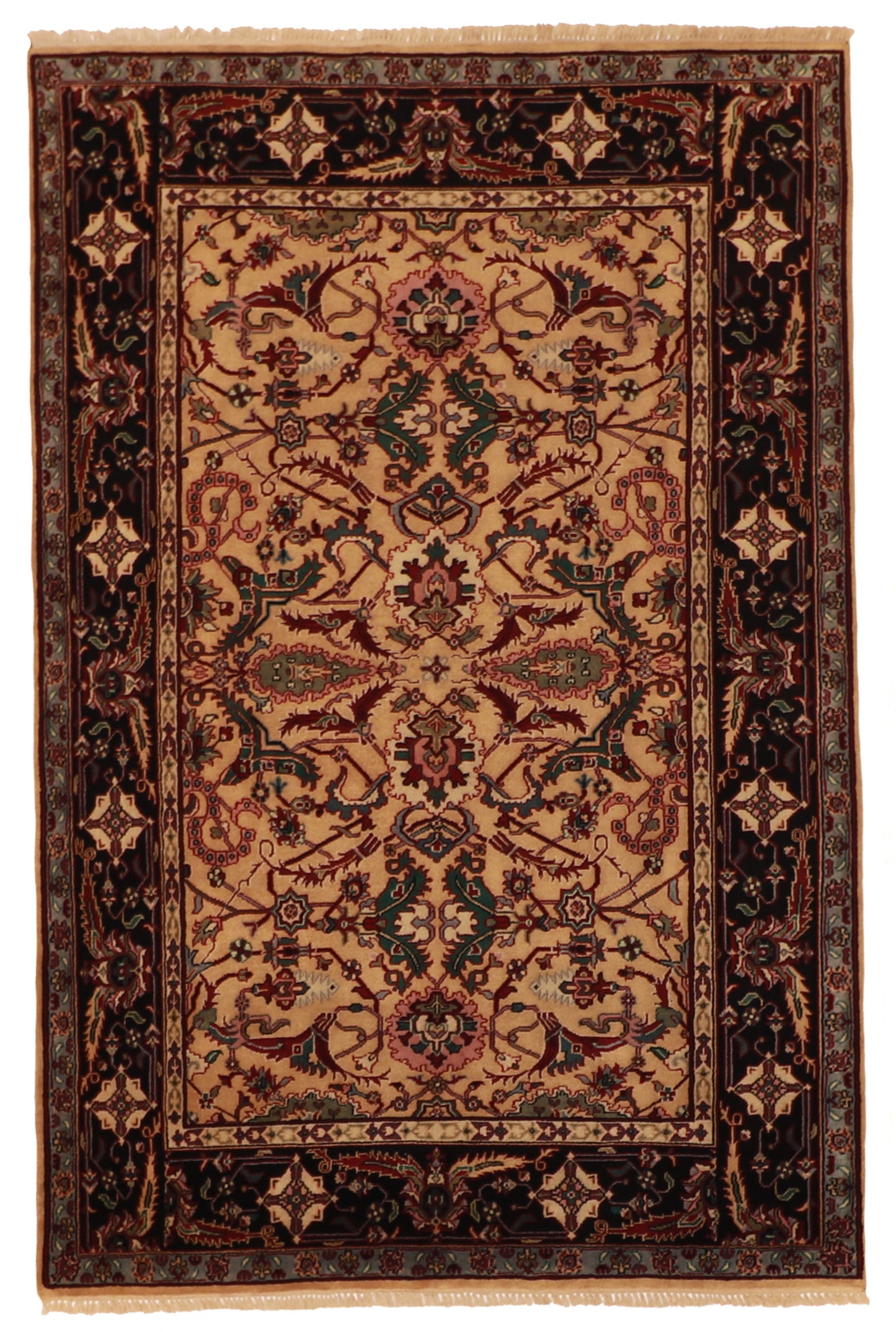 W 6 L 9 Mahal 100% Wool Handmade All Over Design - 22694