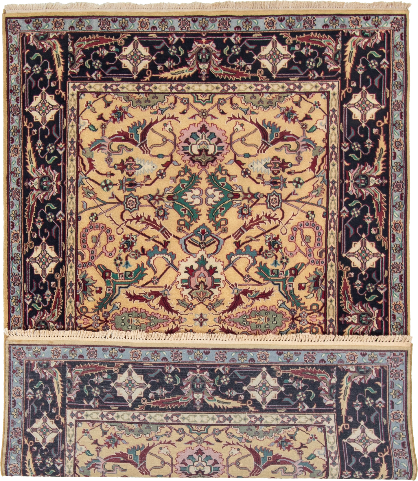 W 6 L 9 Mahal 100% Wool Hand-Woven All-Over Design - 22694