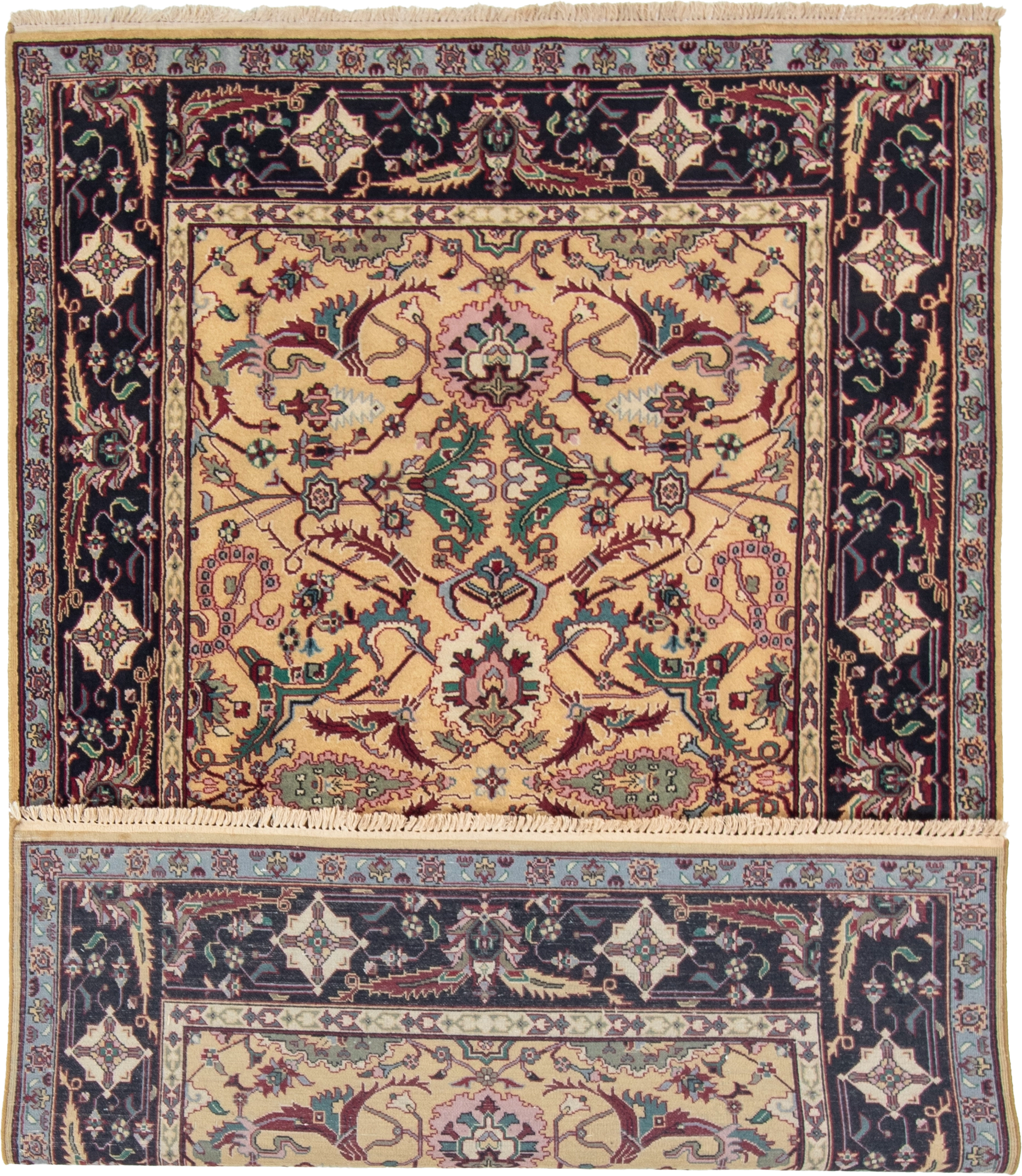 W 6 L 9 Mahal 100% Wool Hand-Woven All-Over Design - 22694