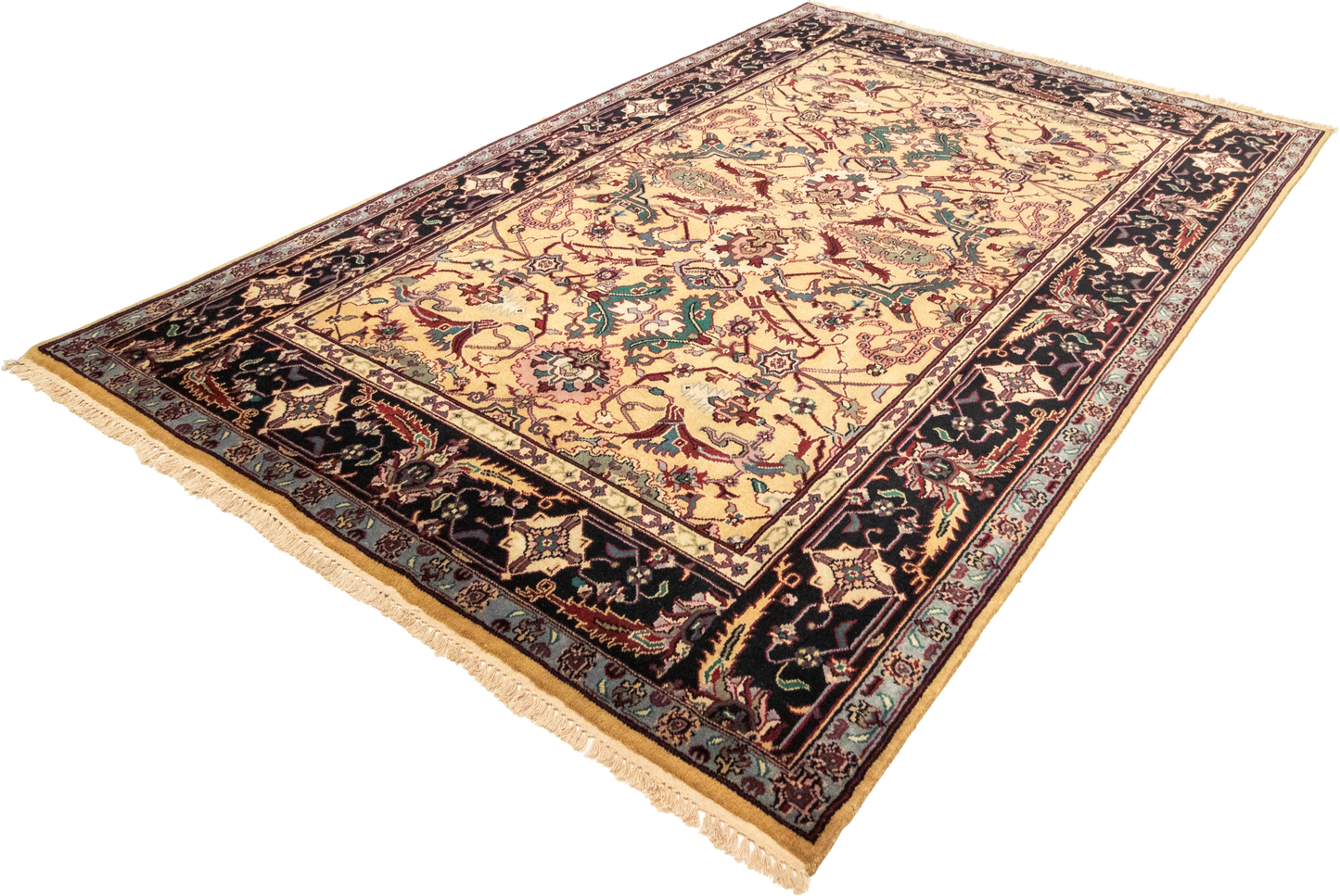 W 6 L 9 Mahal 100% Wool Hand-Woven All-Over Design - 22694