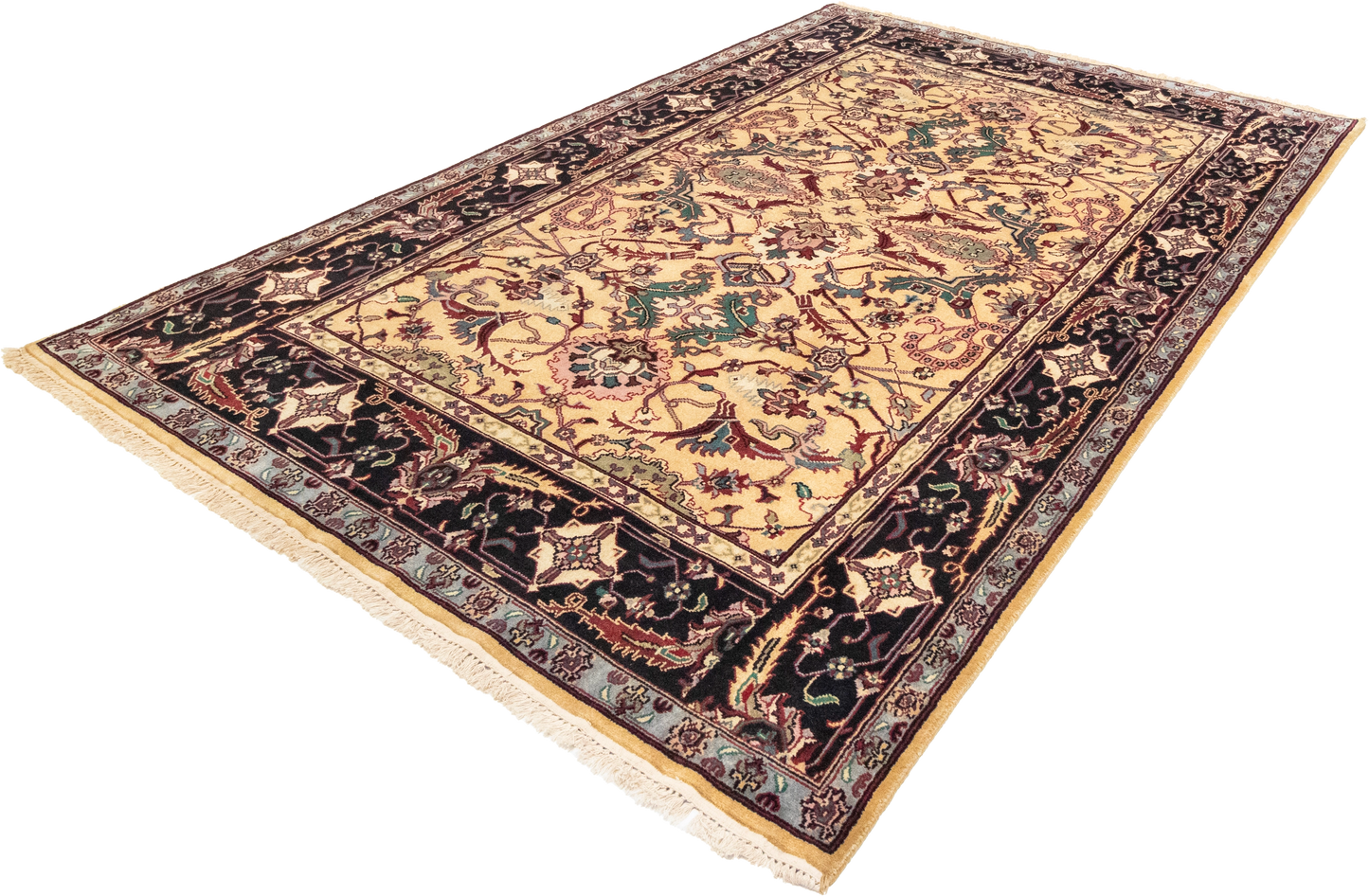 W 6 L 9 Mahal 100% Wool Hand-Woven All-Over Design - 22694