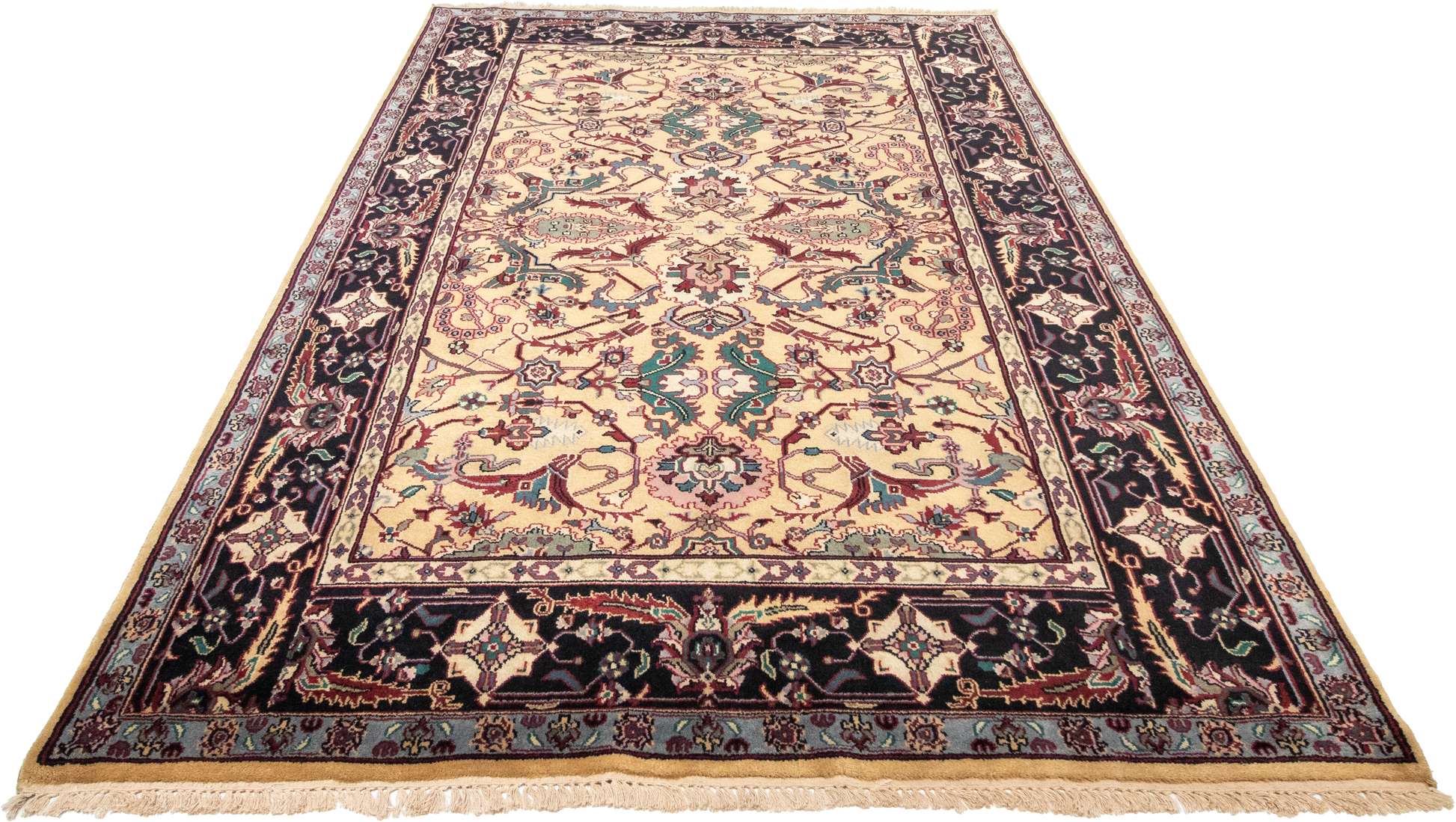 W 6 L 9 Mahal 100% Wool Hand-Woven All-Over Design - 22694