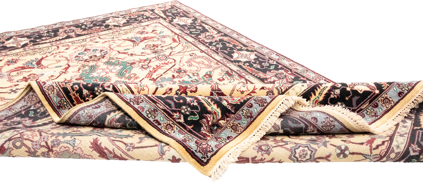 W 6 L 9 Mahal 100% Wool Hand-Woven All-Over Design - 22694