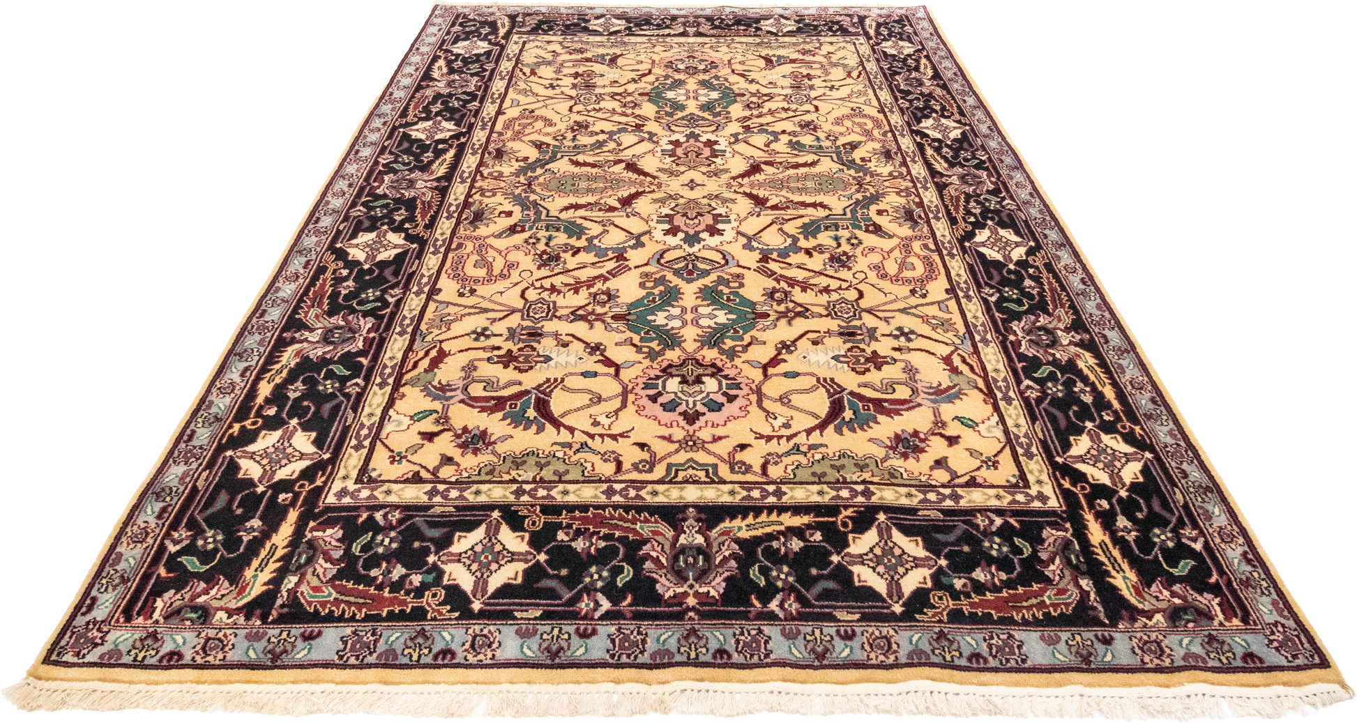 W 6 L 9 Mahal 100% Wool Hand-Woven All-Over Design - 22694