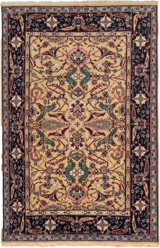 W 6 L 9 Mahal 100% Wool Hand-Woven All-Over Design - 22694