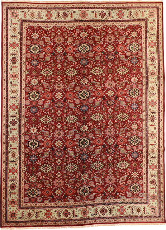 W 10 L 13.2 Mahal 100% Wool Hand-Woven All-Over Design - 22696
