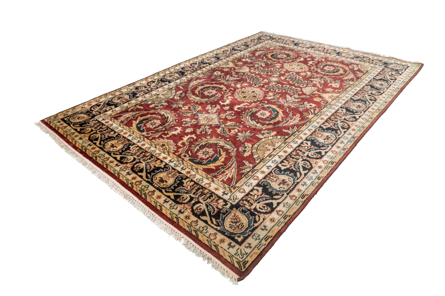W 6.1 L 9 Kashan 100% Wool Hand-Woven All-Over Design - 22758